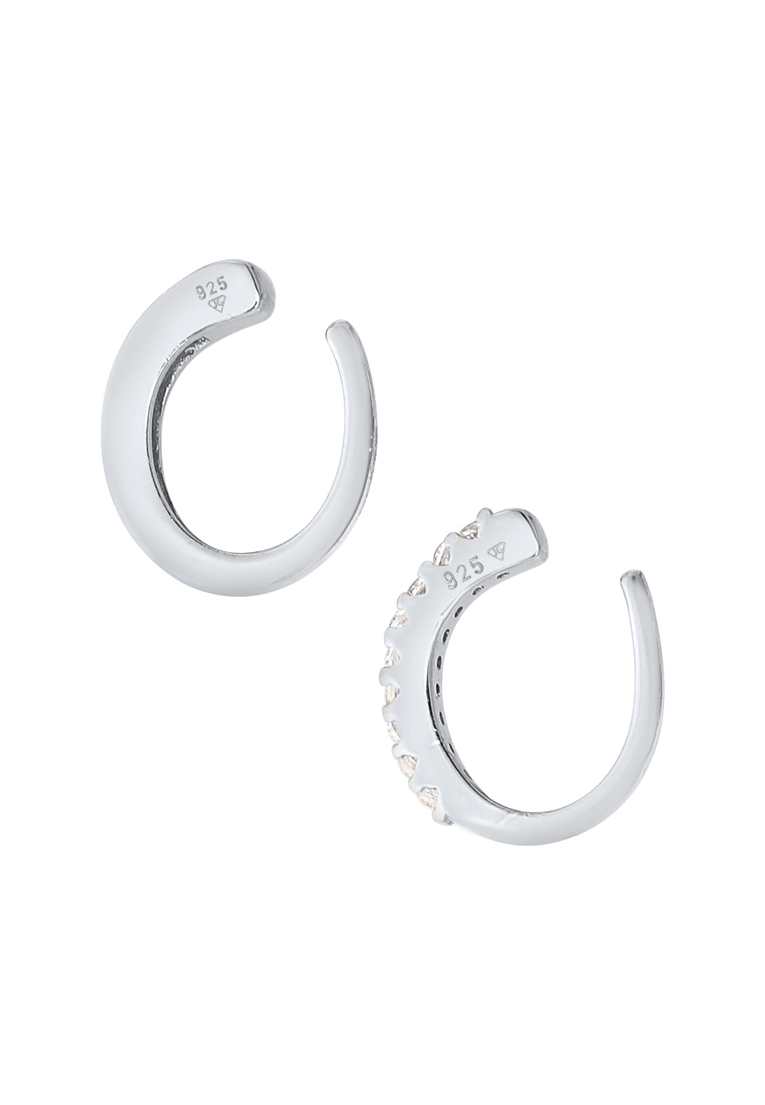 Elli Paar Ohrklemmen »Ohrringe Single Earcuff Basic Zirkonia 2er Set 925 Silber«