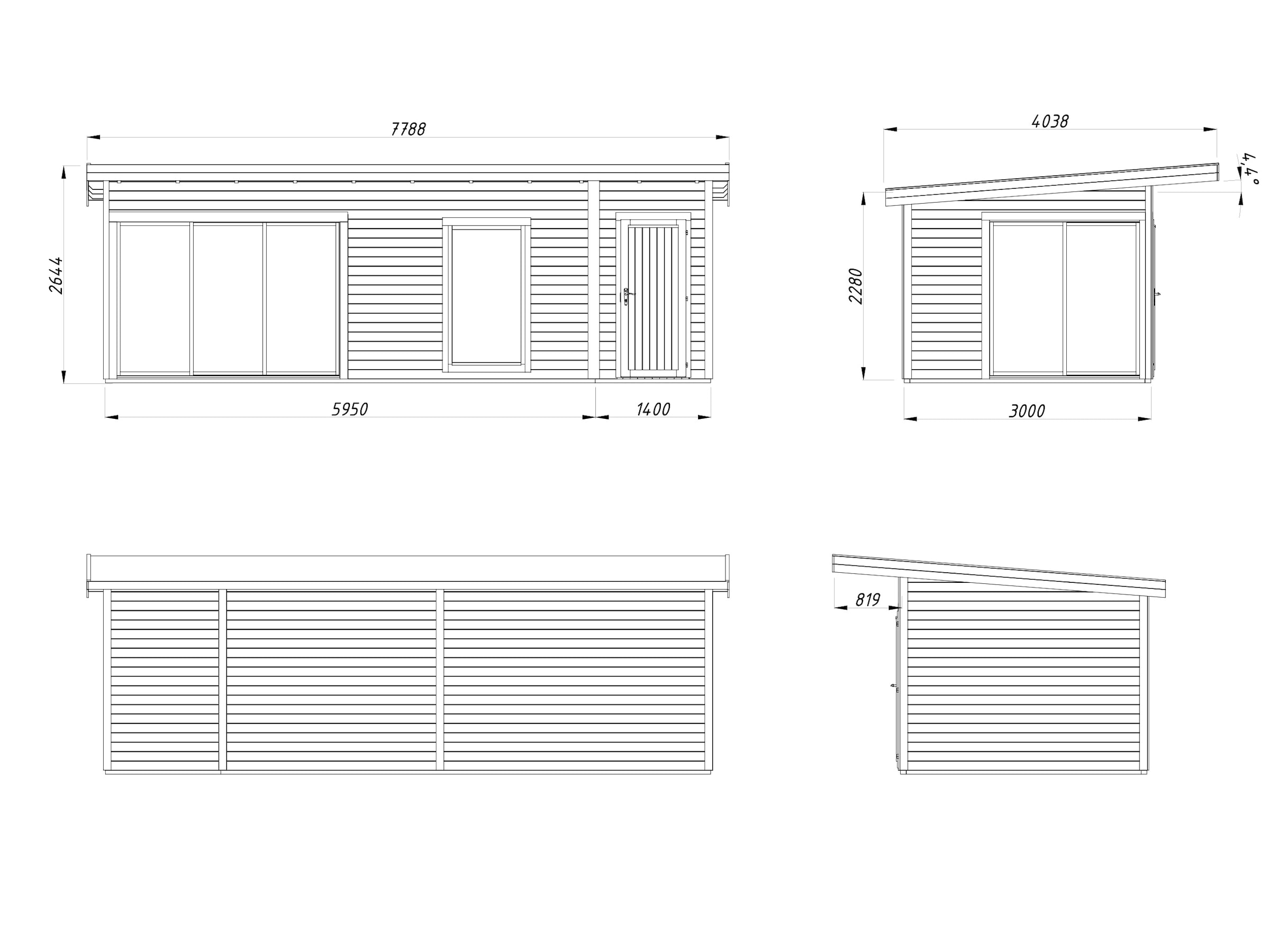 Palmako Gartenhaus »Andrea 21,1 m², Slide«