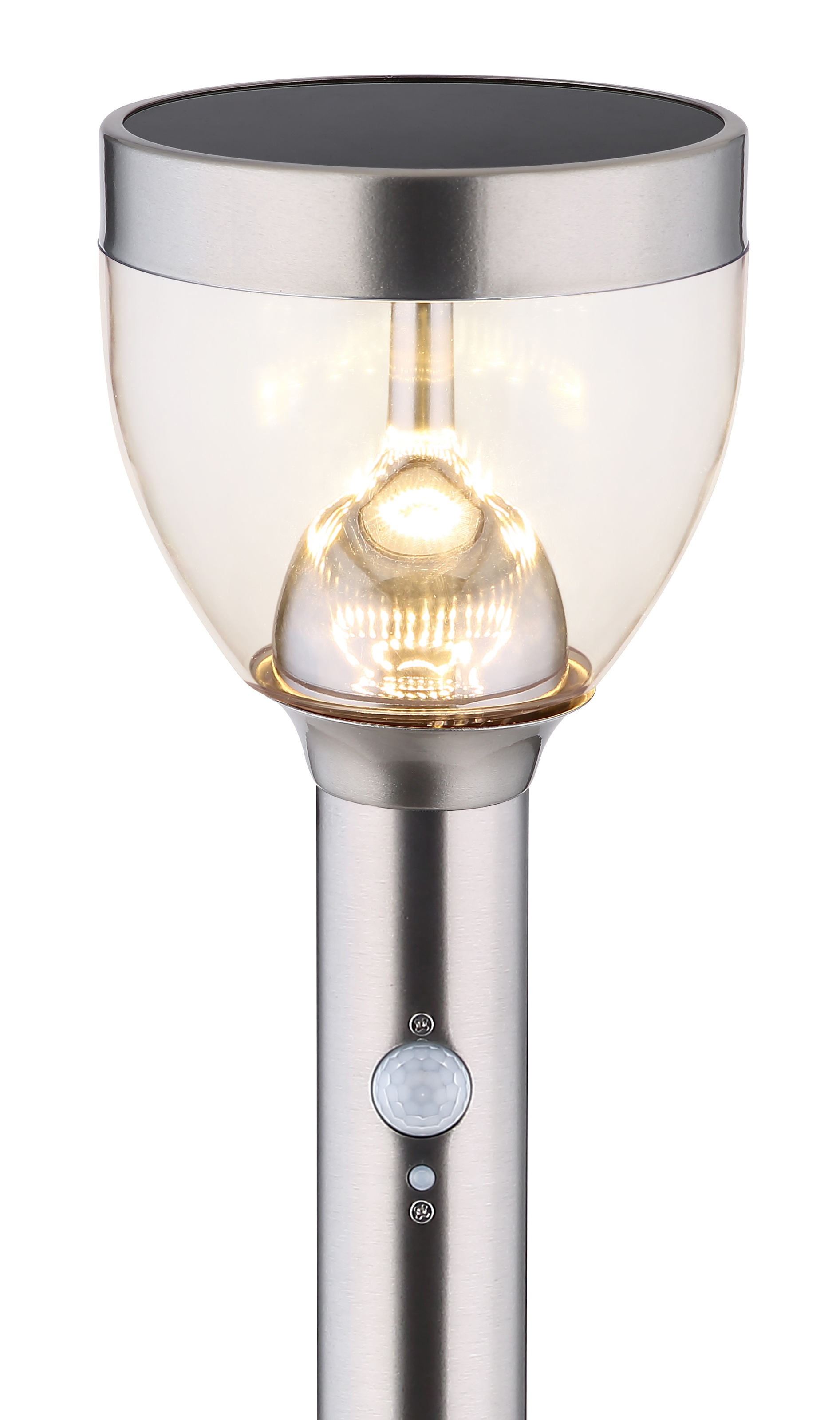 GLOBO LIGHTING LED Solarleuchte »SOLARLEUCHTE EDELSTAHL, 1XLED« LED-Modul 1 Stk. Warmweiß Bewegungssensor mit flexibler Lichtsteuerung