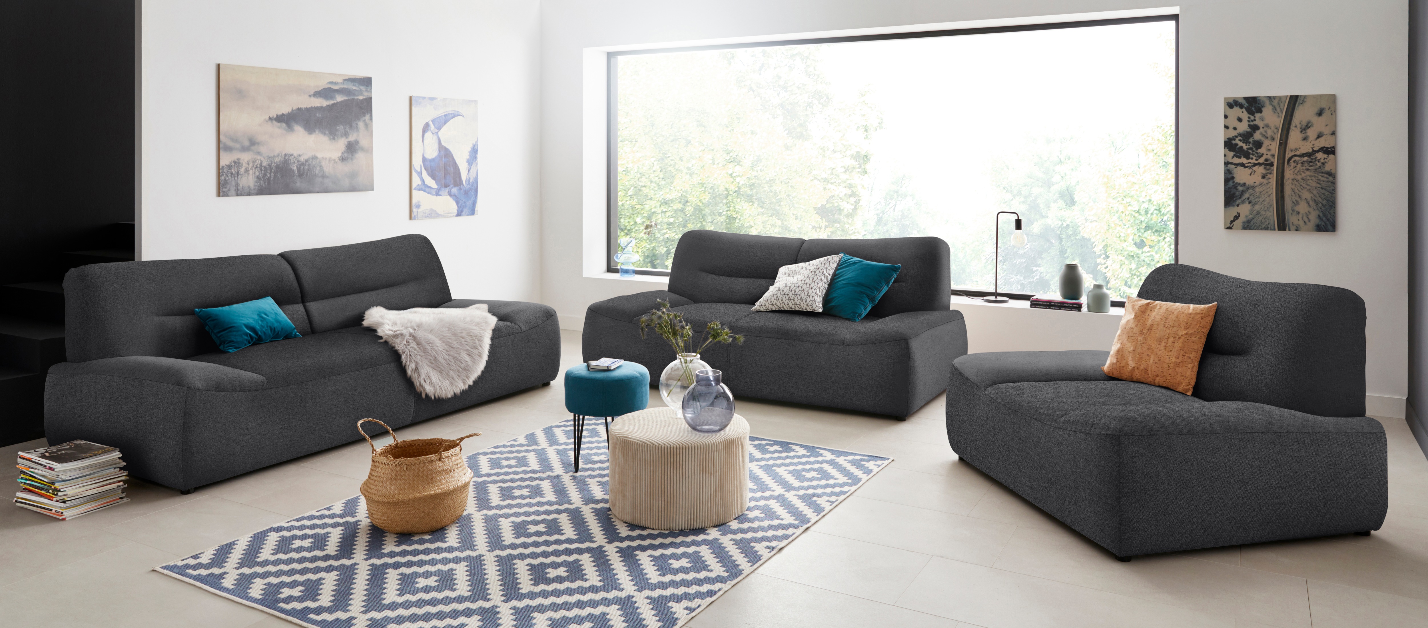 Thumbnail - DOMO collection 2-Sitzer "Cesena modernes Sofa mit flachen Armlehnen, komfortabel", fester Sitzkomfort, frei im Raum ste...