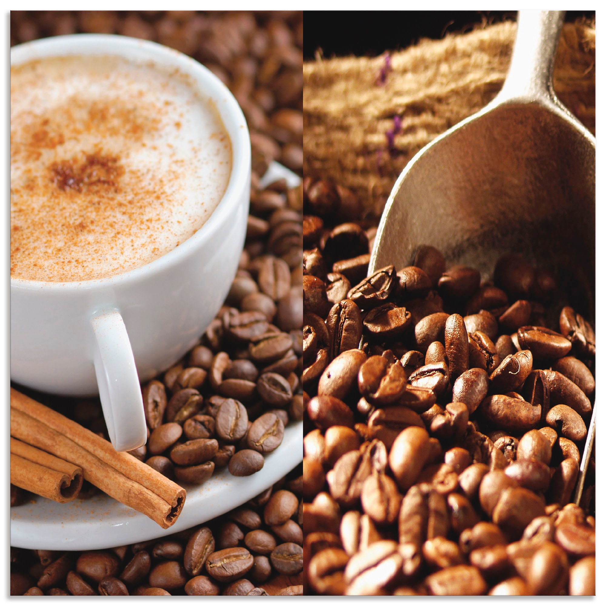 Artland Küchenrückwand »Kaffee - Cappuccino - Heißer Kaffee«, (1 tlg.), Alu Spritzschutz mit Klebeband, einfache Montage