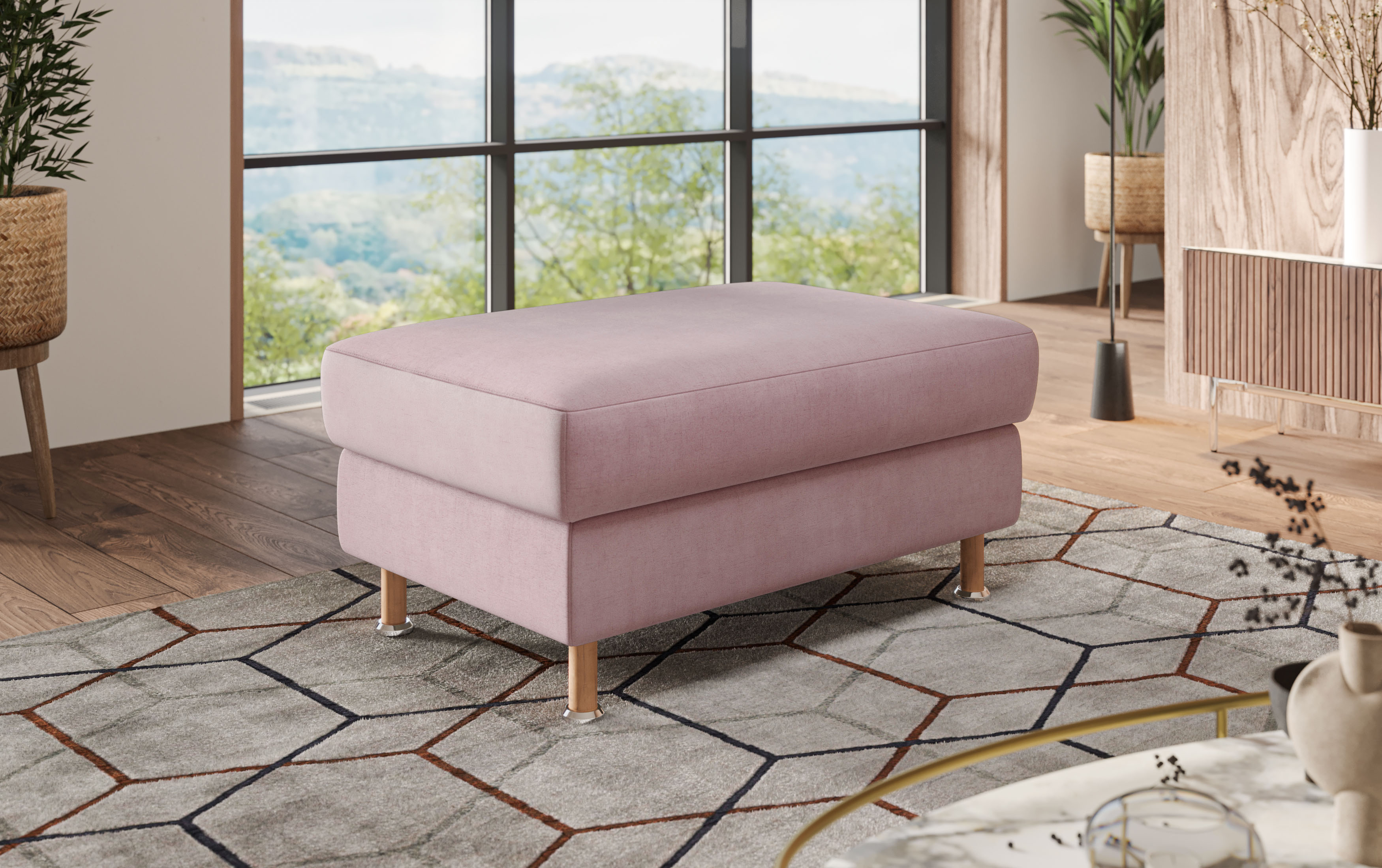 OTTO home Polsterhocker "Calypso" Holzfuesse mit Metallteller