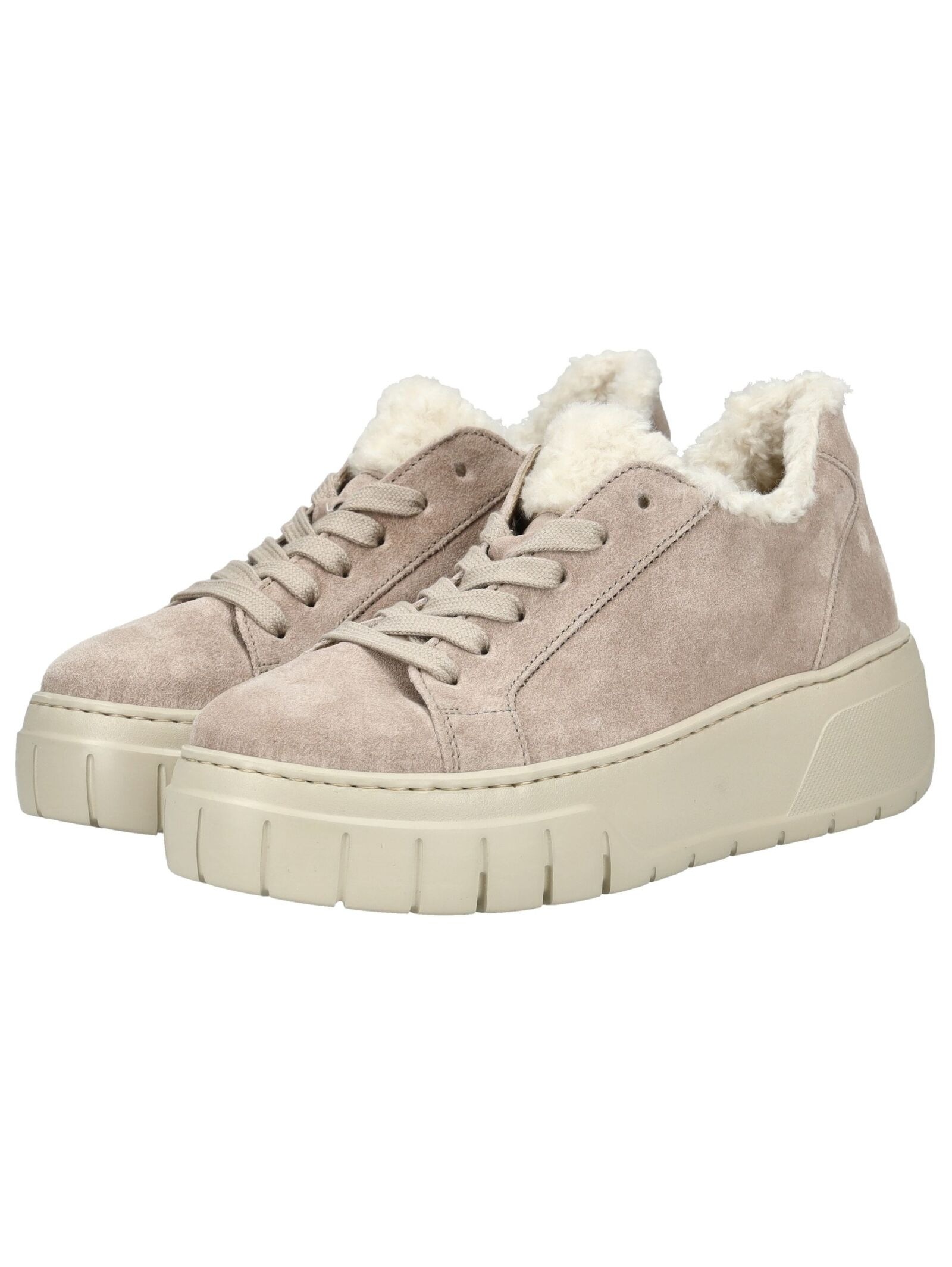 Plateausneaker GABOR "Gabor Sneaker Veloursleder", Damen, Gr. 38, beige (dunkelbeige), Veloursleder, Schuhe Plateausneaker 3