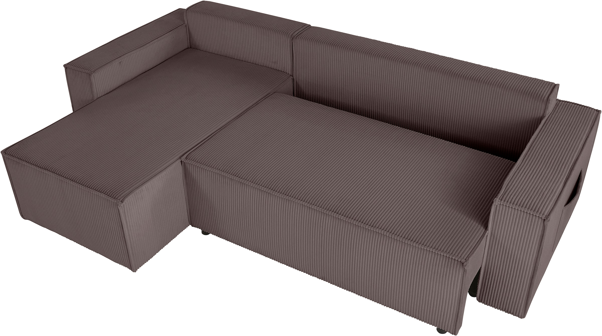 OTTO home Ecksofa »CASSI, 241cm, L-Form, Schlafsofa, Dauerschläfer, Boxspringfederung«, Schlaffunktion (133/200),Bettkasten, Recamiere links/rechts, Cord