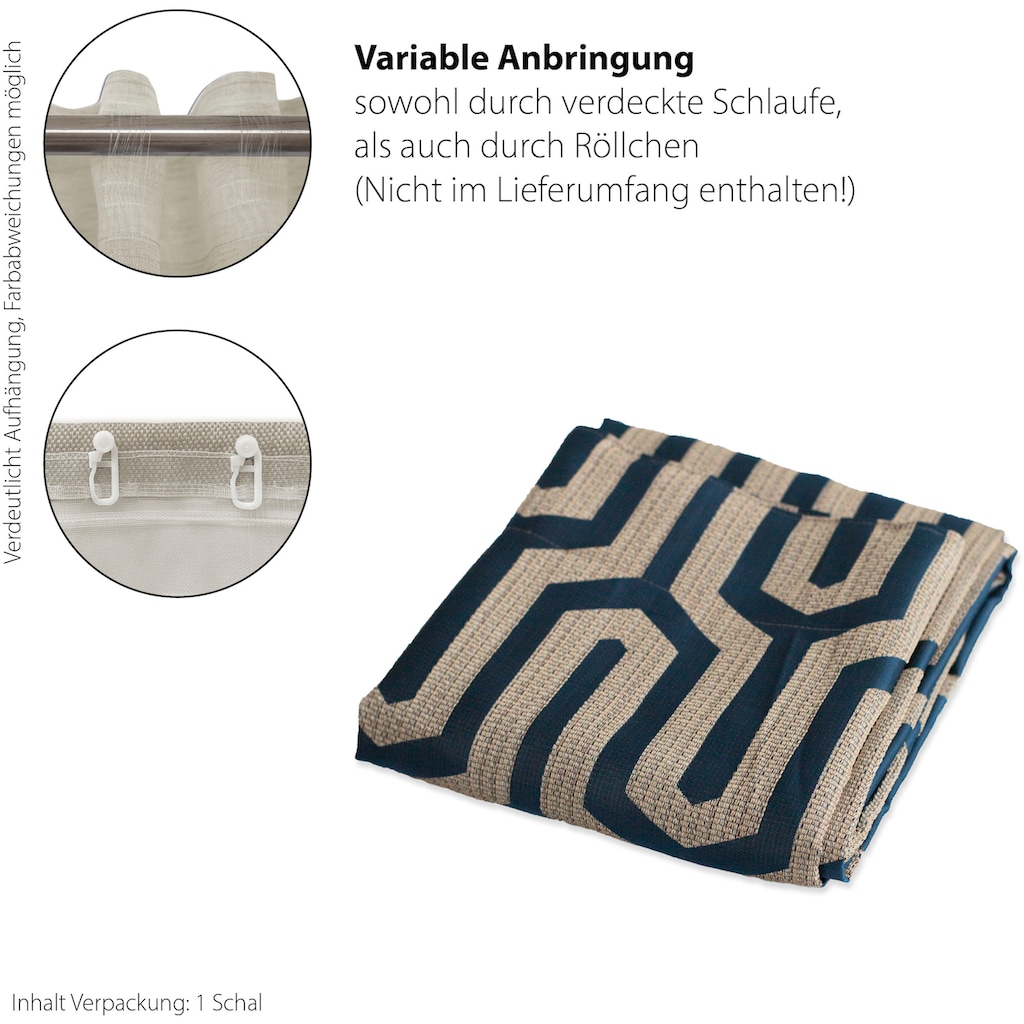 HOMING Vorhang »Tiaro«, (1 St.), blickdicht, geometrisch, Wohnzimmer, Schlafzimmer