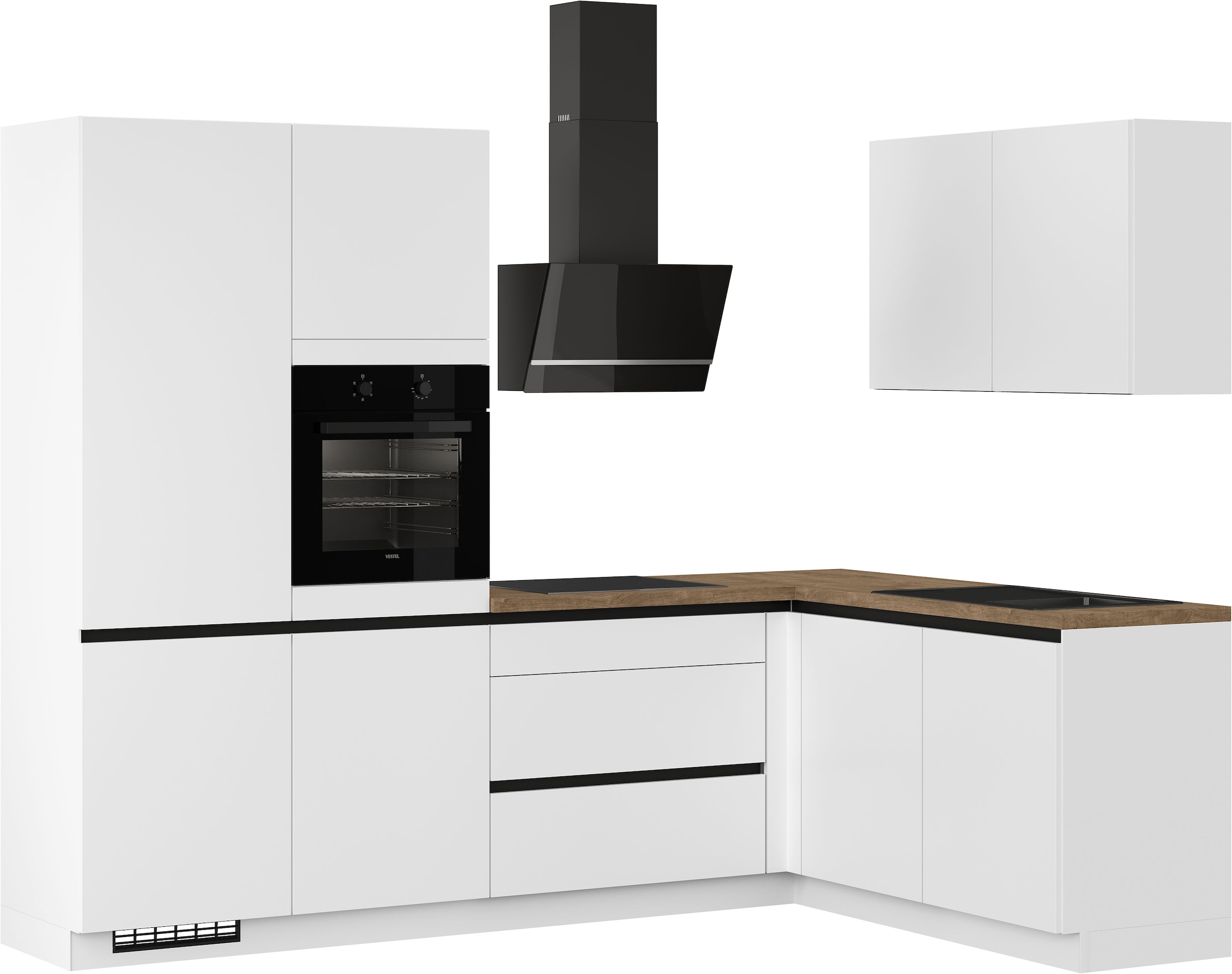IMPULS KÜCHEN Winkelküche »"Dublin", Ausrichtung wählbar, Schubkästen mit Soft-Close,«, vormontiert, wahlweise mit E-Geräten, mit Vollauszug, Breite 460 cm