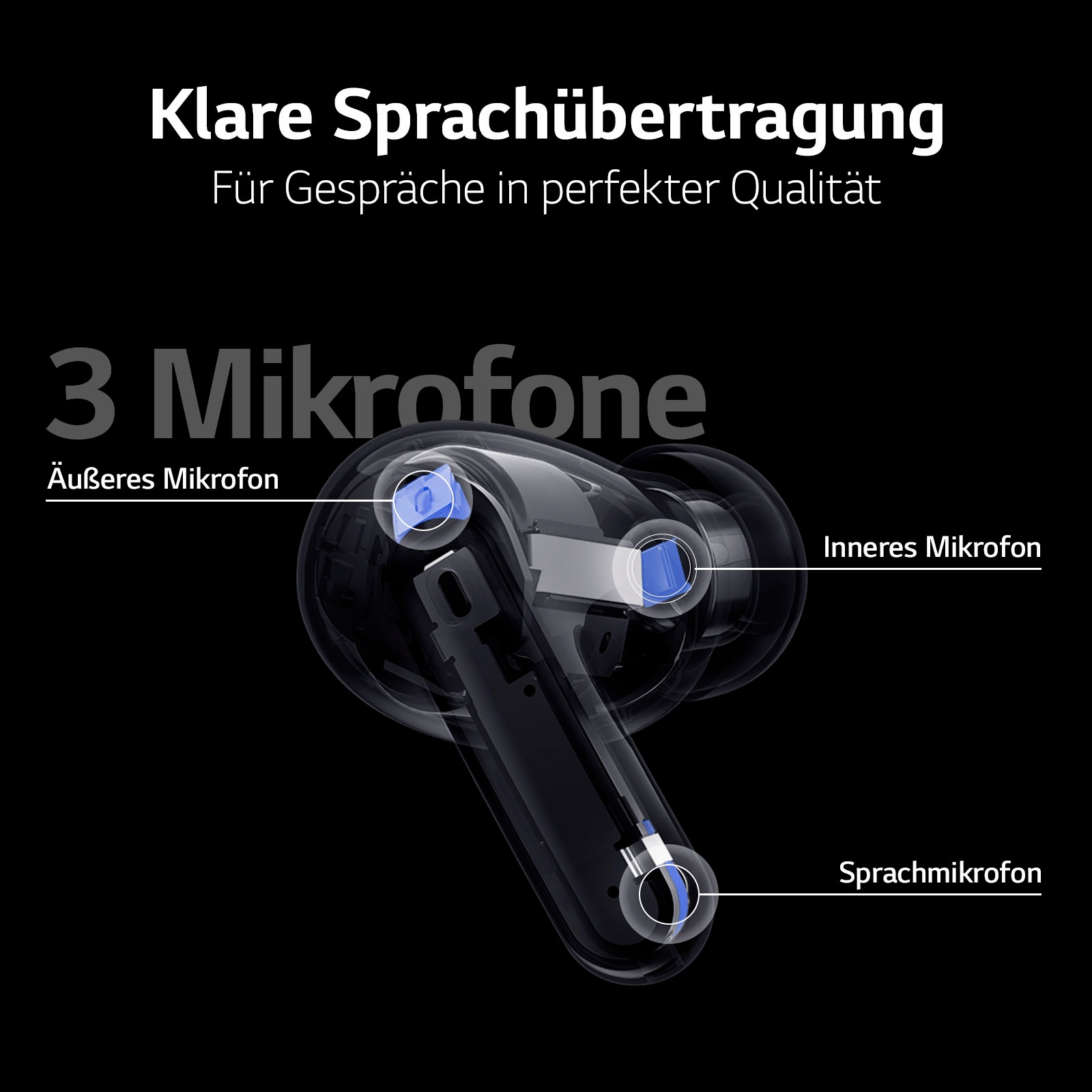 LG In-Ear-Kopfhörer »TONE Free DFP8«, Bluetooth, Active Noise Cancelling (ANC)-True Wireless, MERIDIAN-Sound