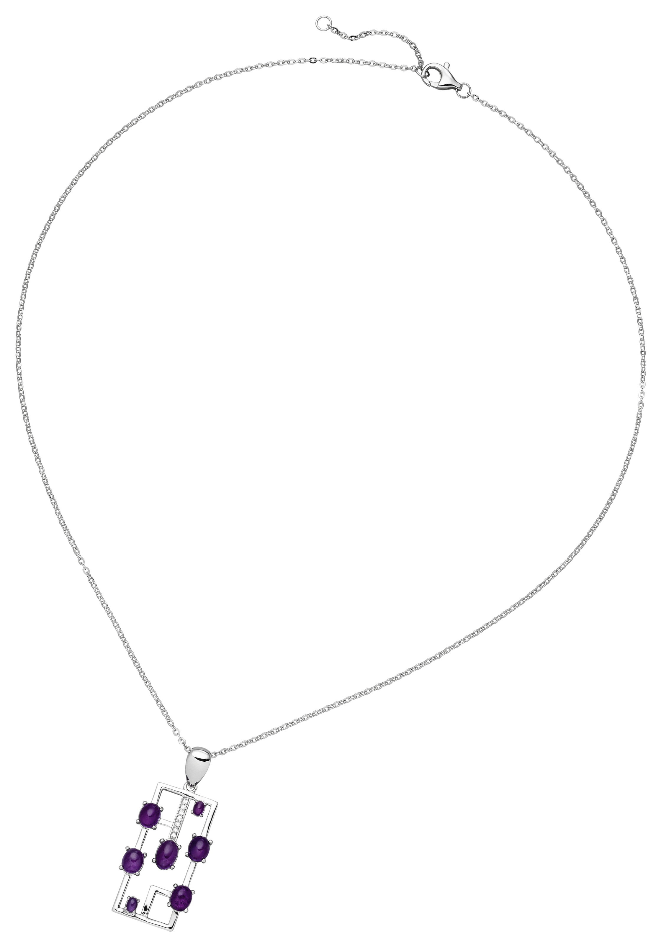 JOBO Kette mit Anhänger »7 Amethyst-Cabochons und 7 Zirkonia«, 925 Silber 45 cm