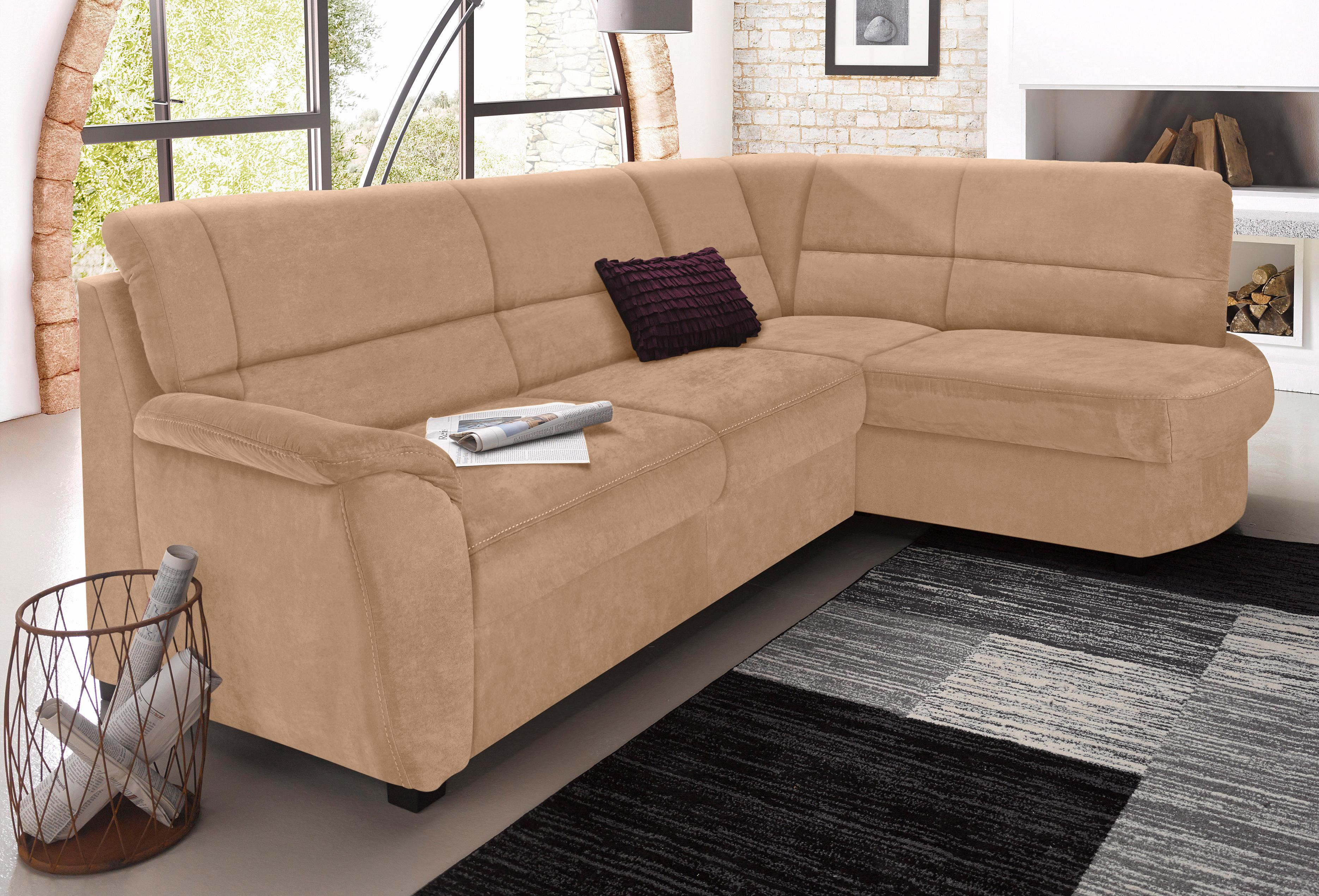 sit&more Ecksofa "Pandora, L-Form, B: 251 cm, Bettfunktion & Bettkasten wählbar" Frei im Raum stellbar, Federkernpolsterung, komfortable Sitzhöhe 45 cm