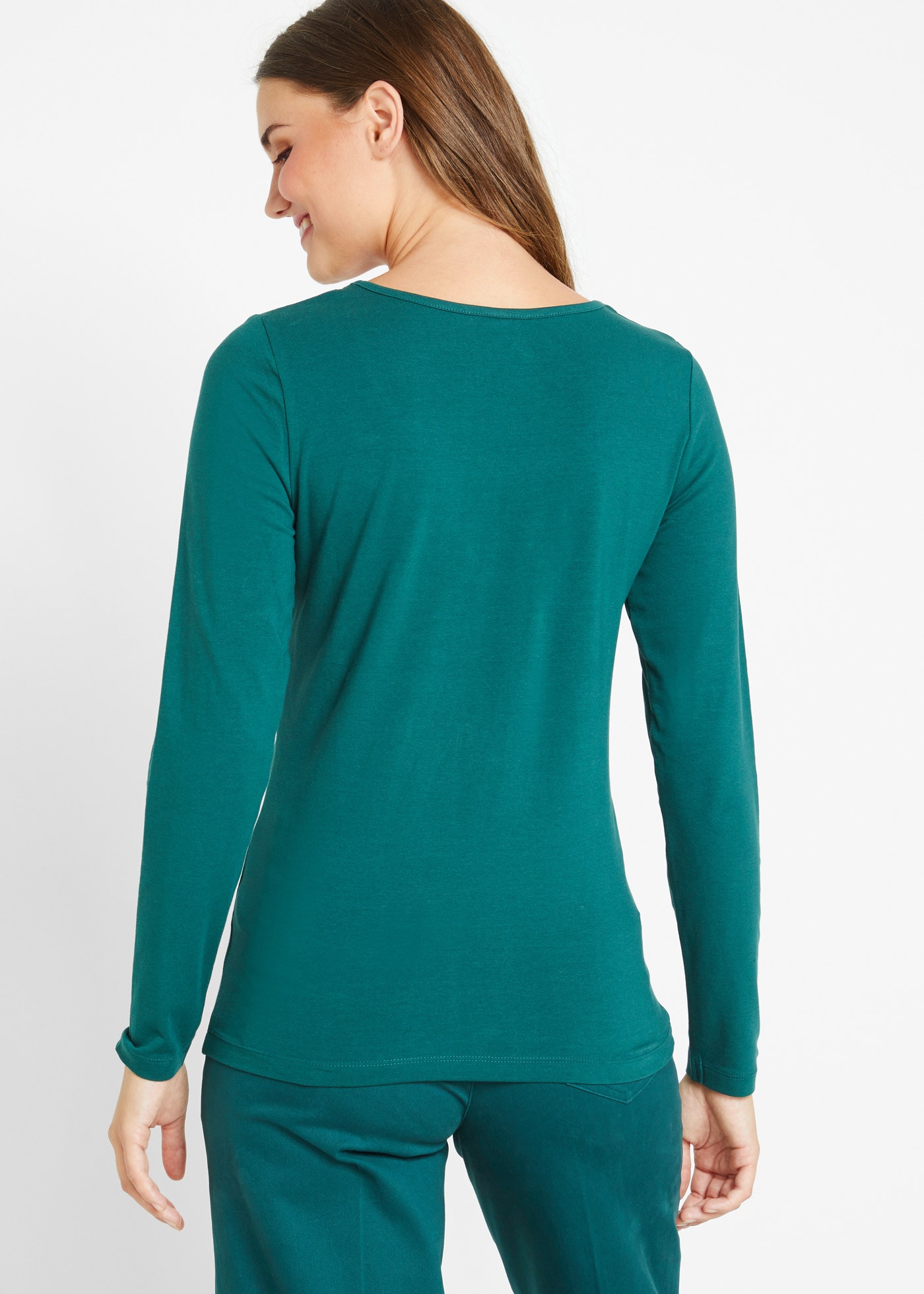 bonprix Langarmshirt eng anliegende Passform, mit Rundhalsausschnitt, mit Doppelnähten