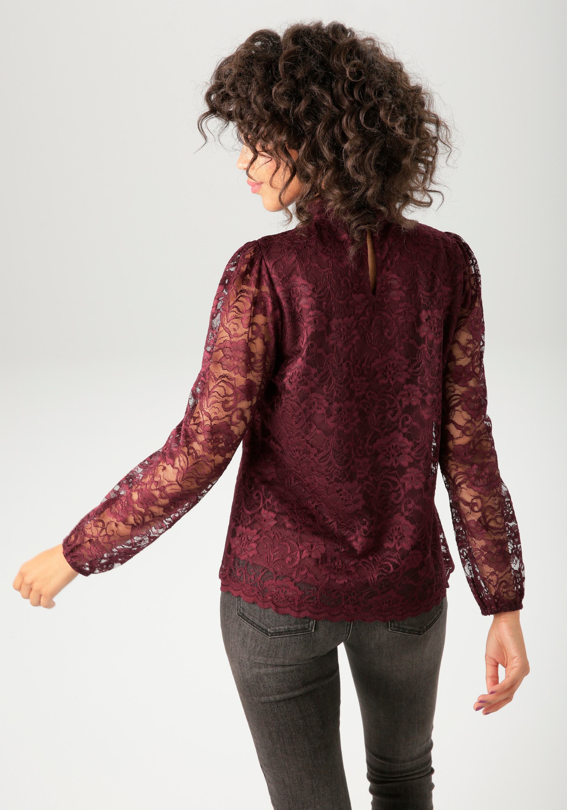 Aniston CASUAL Spitzenbluse aufwändig mit edlen Rosen verziert günstig online kaufen