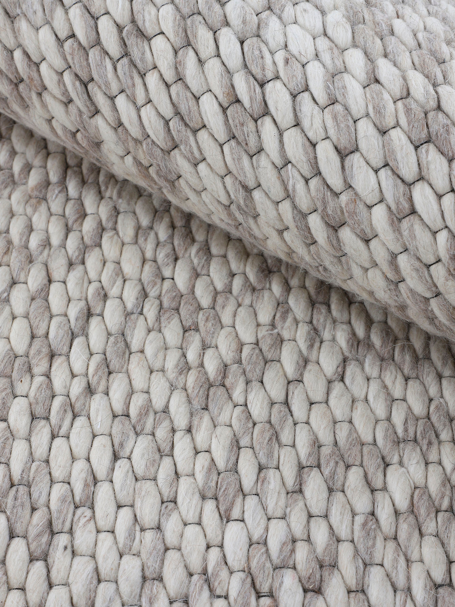 carpetfine Wollteppich »Sina«, rund, grobe Struktur, Zeitloses Design, reine Wolle, Wohnzimmer