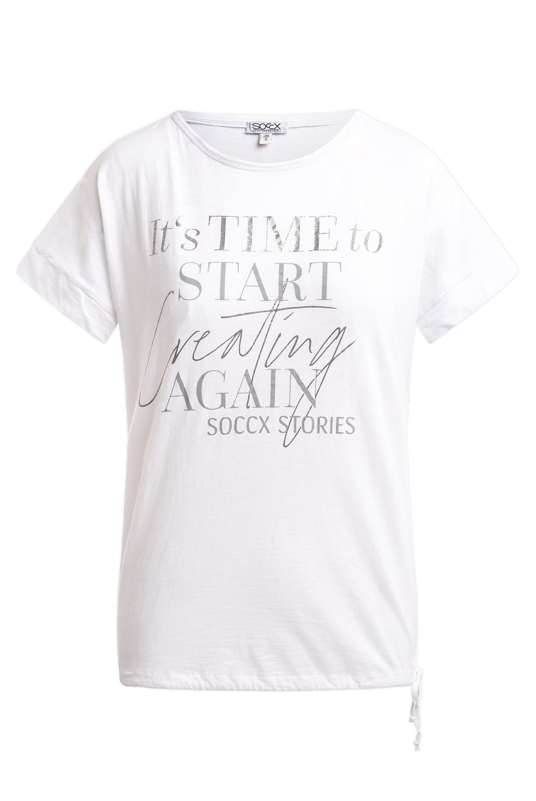 SOCCX Rundhalsshirt mit Bindeband am Saum