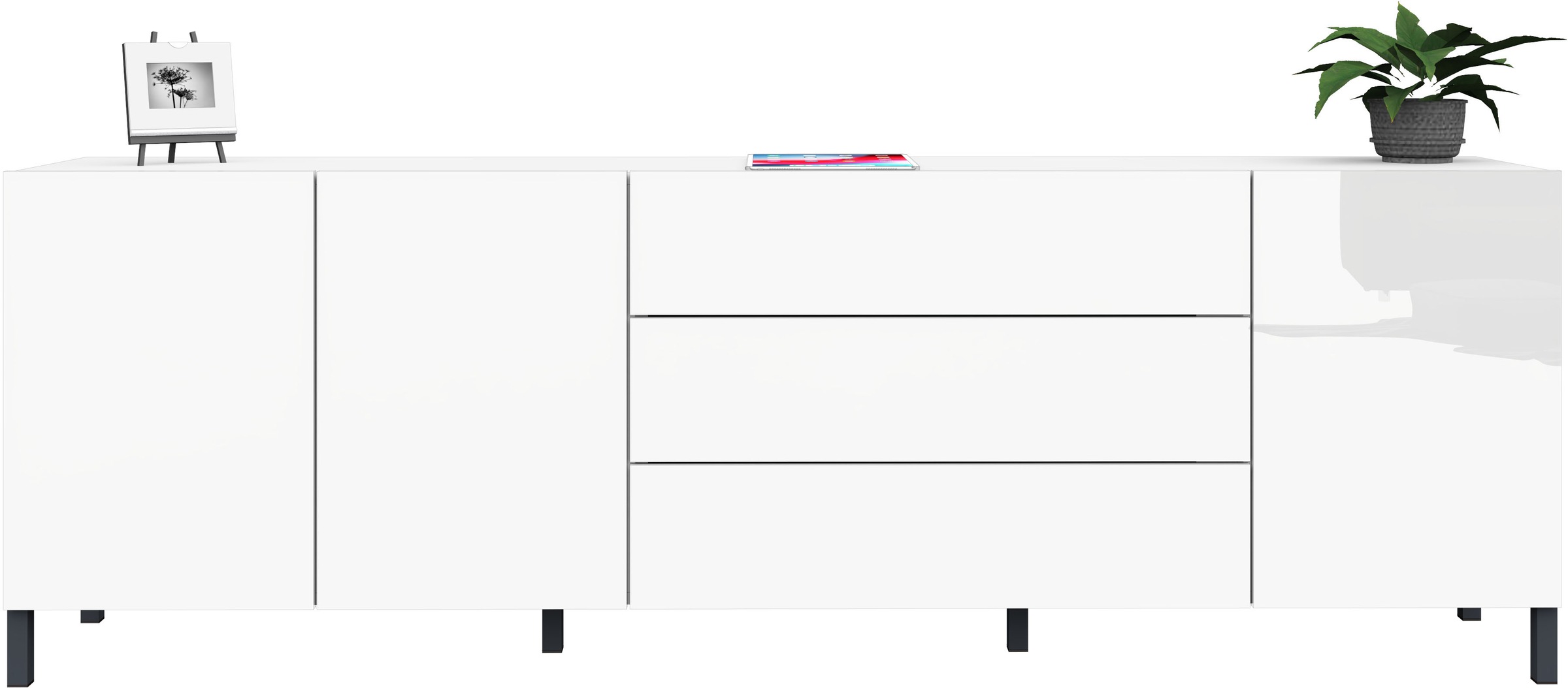 borchardt Möbel Sideboard, Metallfüße, grifflose Optik
