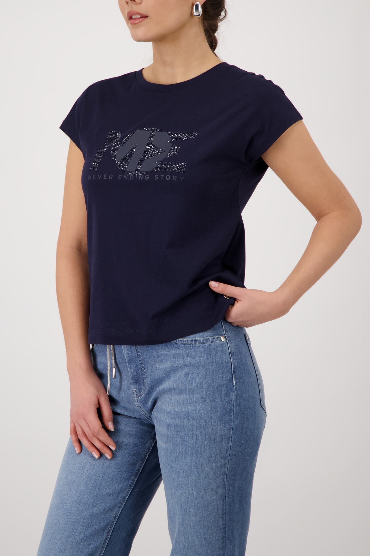 Monari T-Shirt »Shirt Basic Schmuck« Regular fit mit Strasssteinen