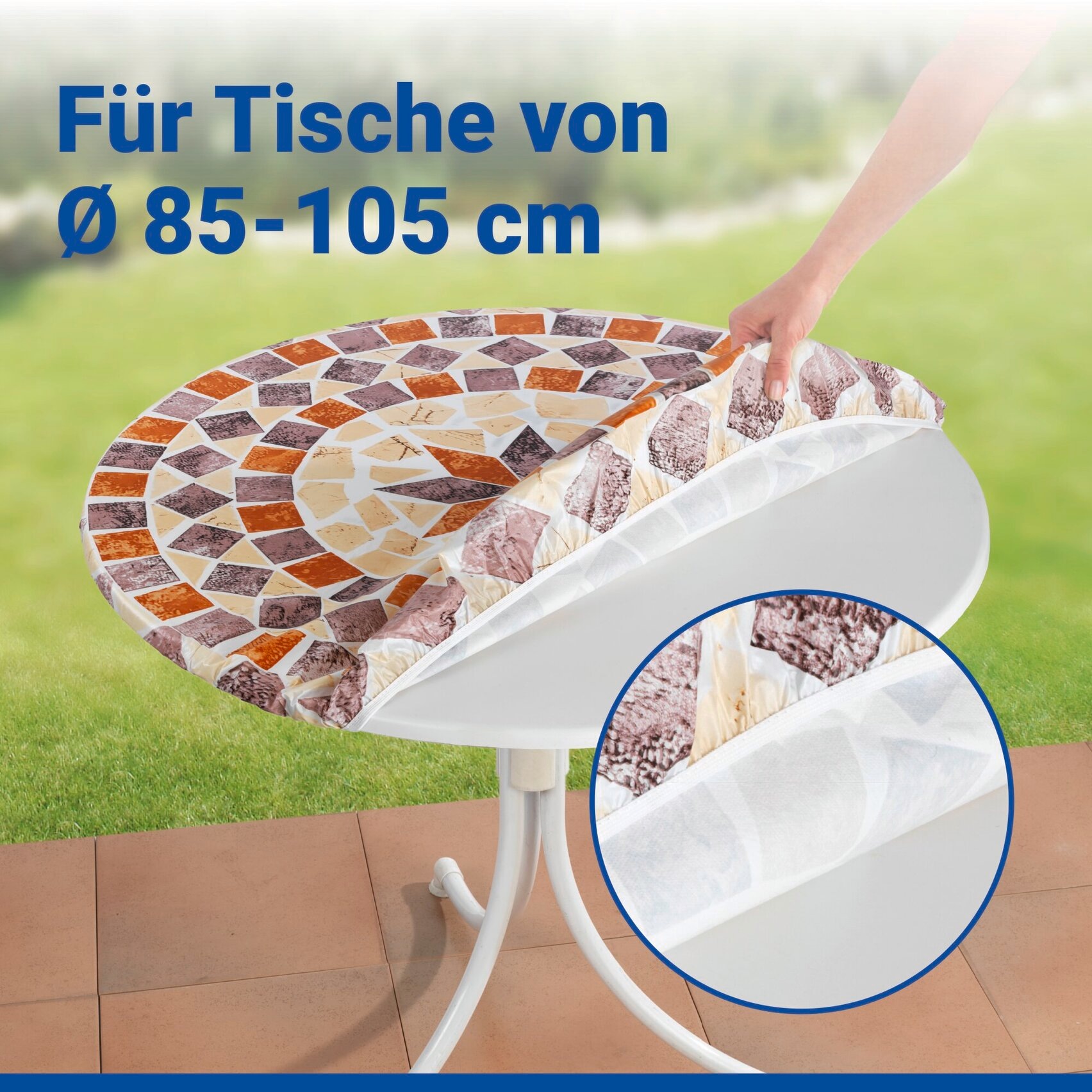 Maximex Gartentischdecke »Spann-Tischdecke Mediterran« Ø 85-105 cm, abwaschbar, wetterfest