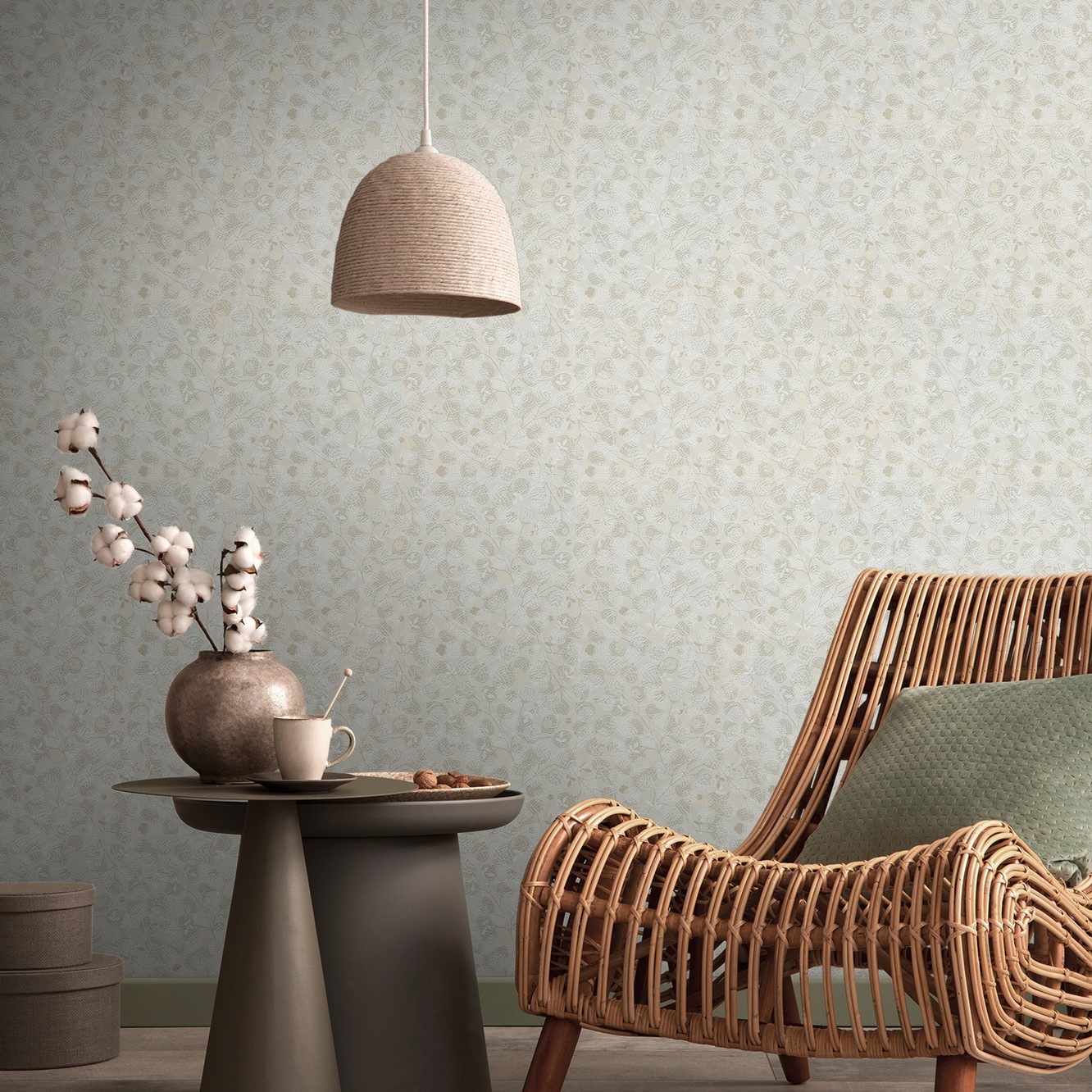 living walls Vliestapete »Metropolitan Stories. Travel Styles. Tapete Floral«, matt-gemustert-neutral, Blumen-Tapete mit Blümchen Skandinavisch Blätter Tapeten Wohnzimmer
