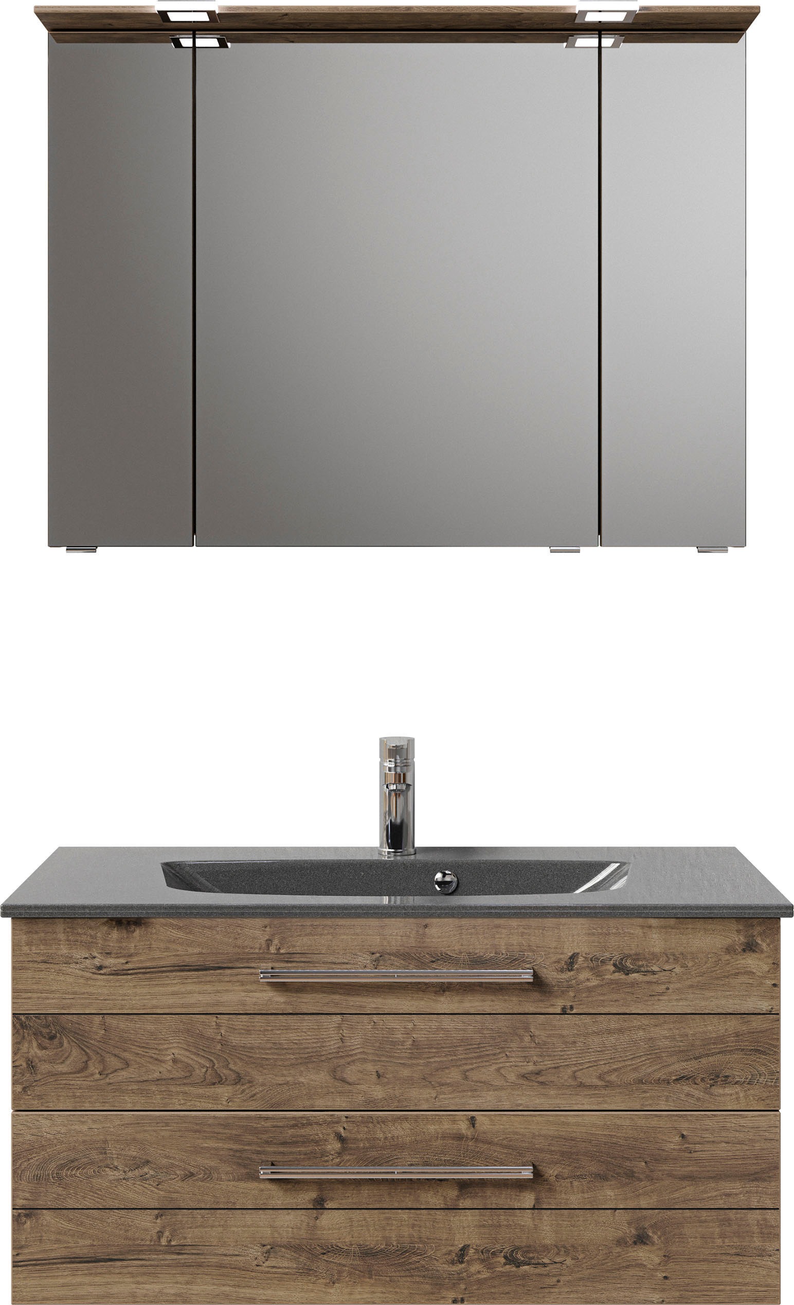 Saphir Badmöbel-Set "Serie 6025 2-teilig Mineralmarmor-Waschtisch mit LED-S günstig online kaufen