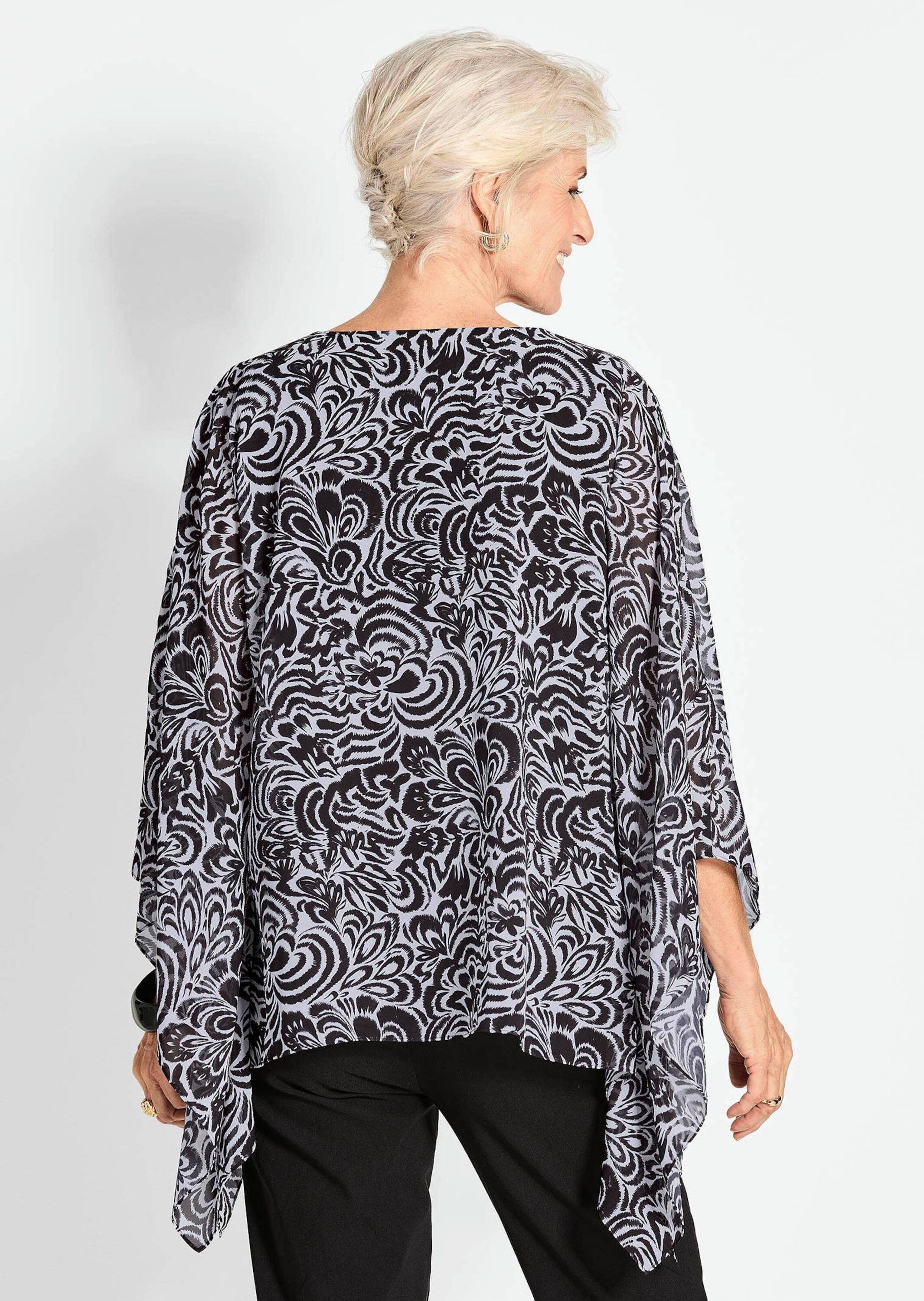 GOLDNER Satinbluse »Tunikbluse mit Chiffon-Überwurf, Print«