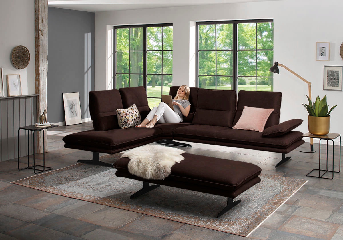 W.SCHILLIG Ecksofa "broadway, Designsofa, toller Sitzkomfort, zeitlos, elegant, L-Form" Sitztiefenverstellung, Kopfteil- & Seitenteilverstellung, Breite 284cm