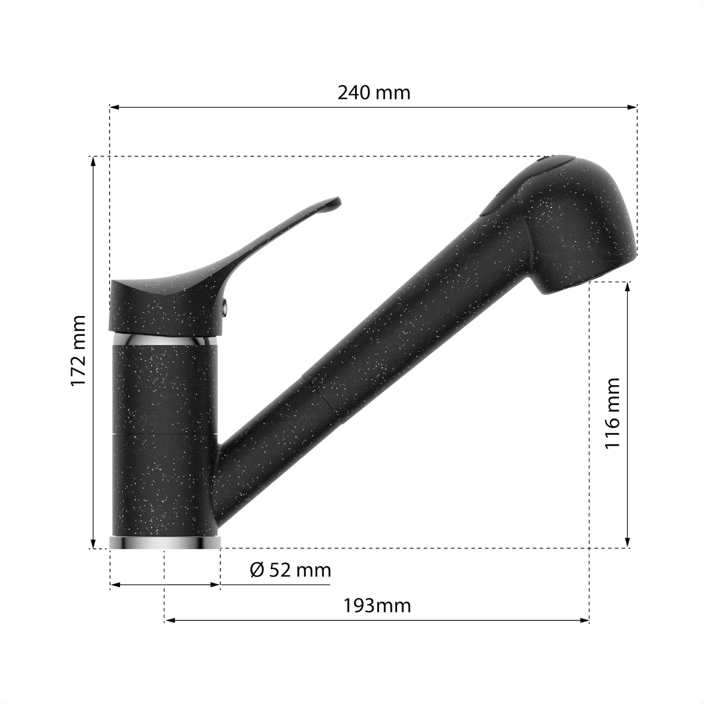 Eisl Spültischarmatur »GRANIT«, herausziehb. 2-fach verstellb. Geschirrbrause, schwenkb. Auslauf 360°