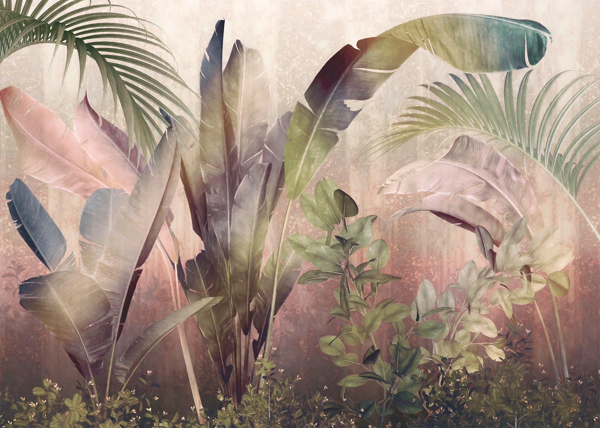 Komar Vliestapete "Digitaldruck Vlies - Rainforest Mist - Größe 350 x 250 cm" bedruckt glatt Wohnzimmer, Schlafzimmer