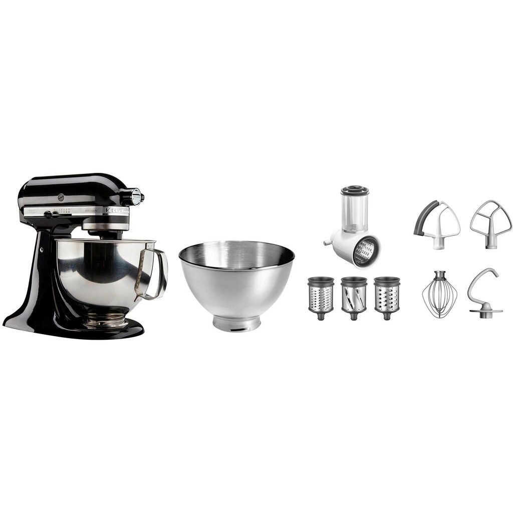 KitchenAid Küchenmaschine »5KSM175PSEOB+KSMVSA ONYX BLACK«, Gratis Gemüseschneider und 3 Trommeln (Wert ca. 129,-UVP)