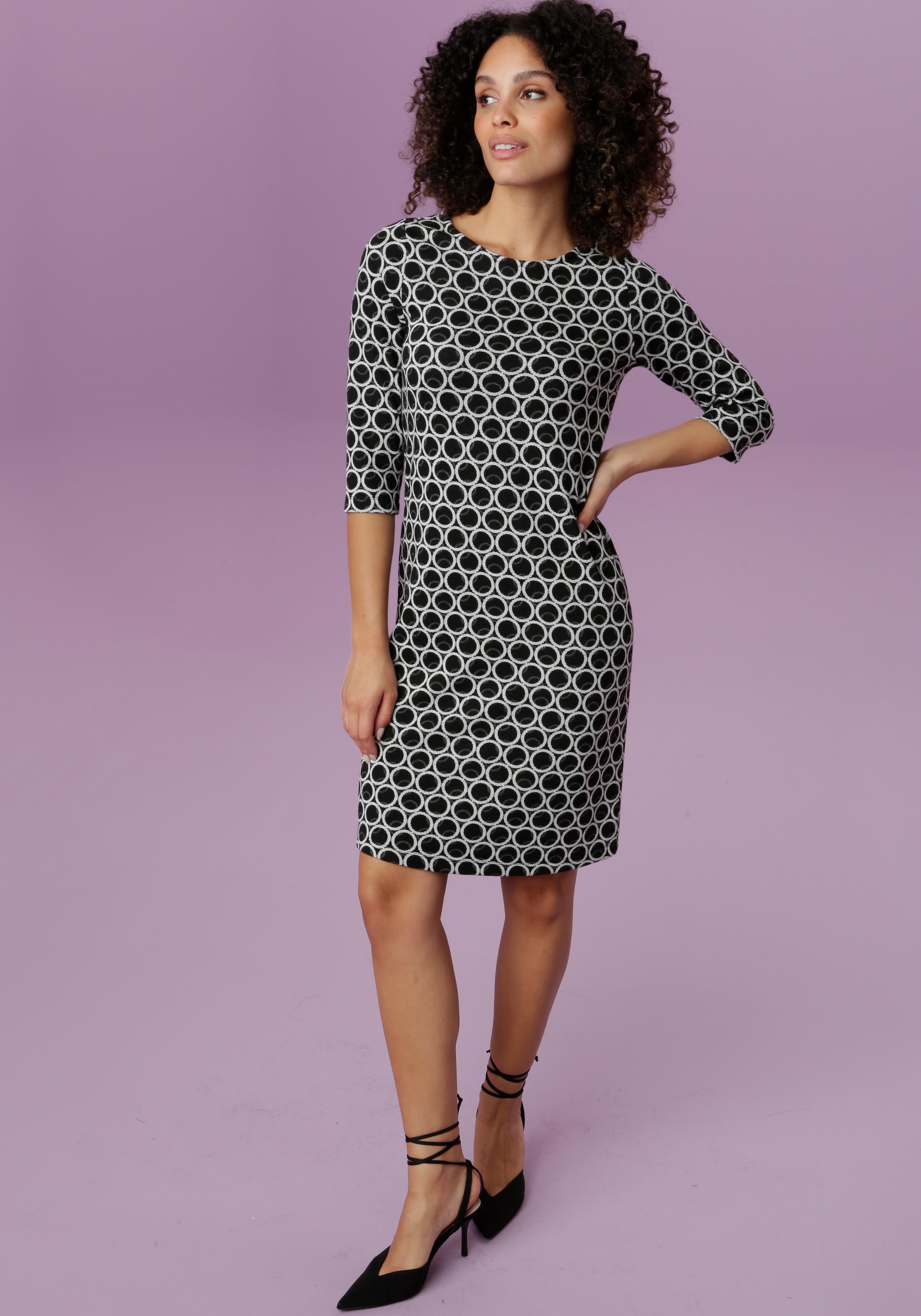 Aniston SELECTED Jerseykleid, Kreis-Muster online elegantem mit kaufen BAUR 