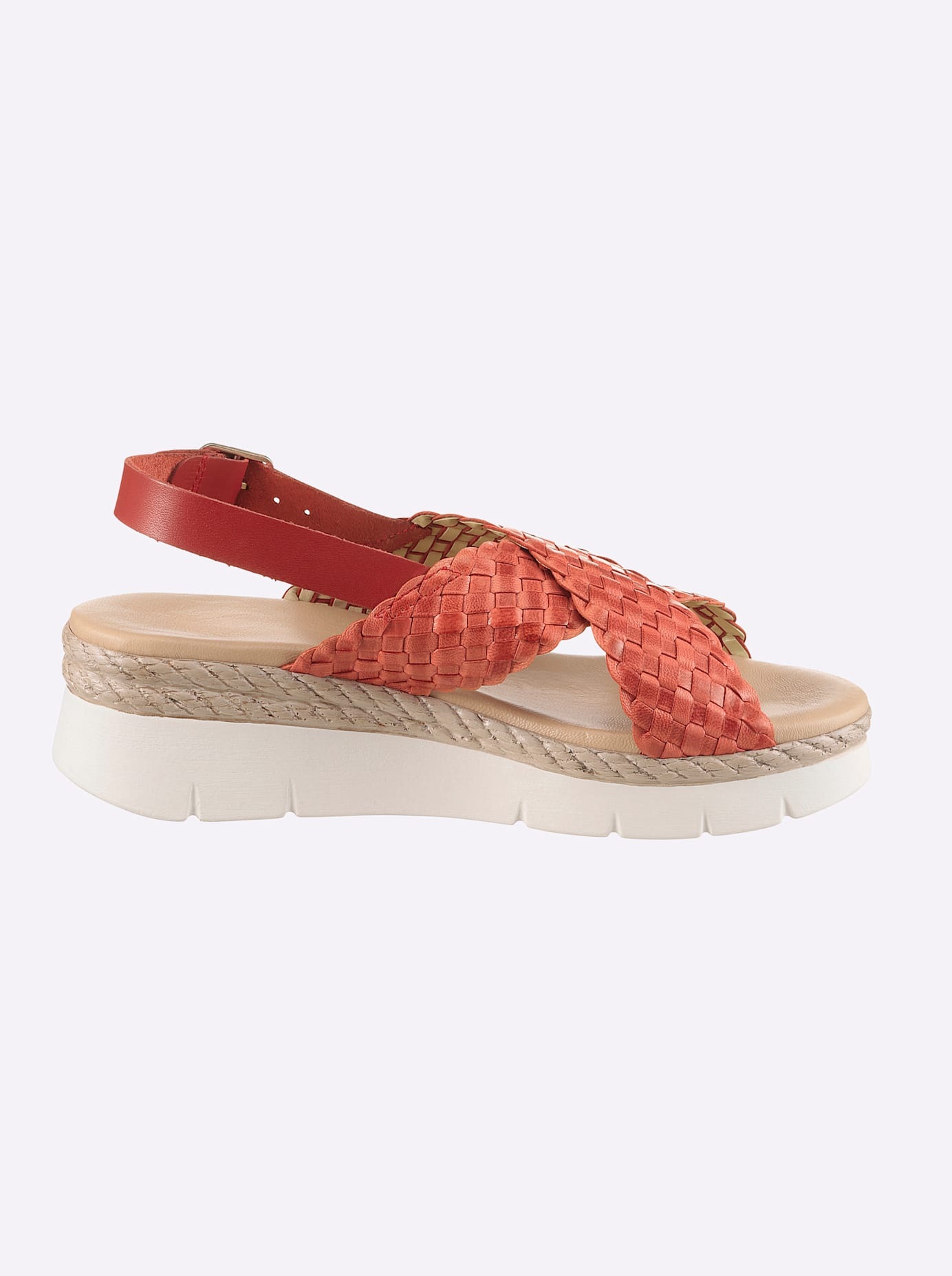 Sandalette HEINE, Damen, Gr. 35, rot, Glattleder, Leder, Rindsleder, Schuhe Sandalette 3