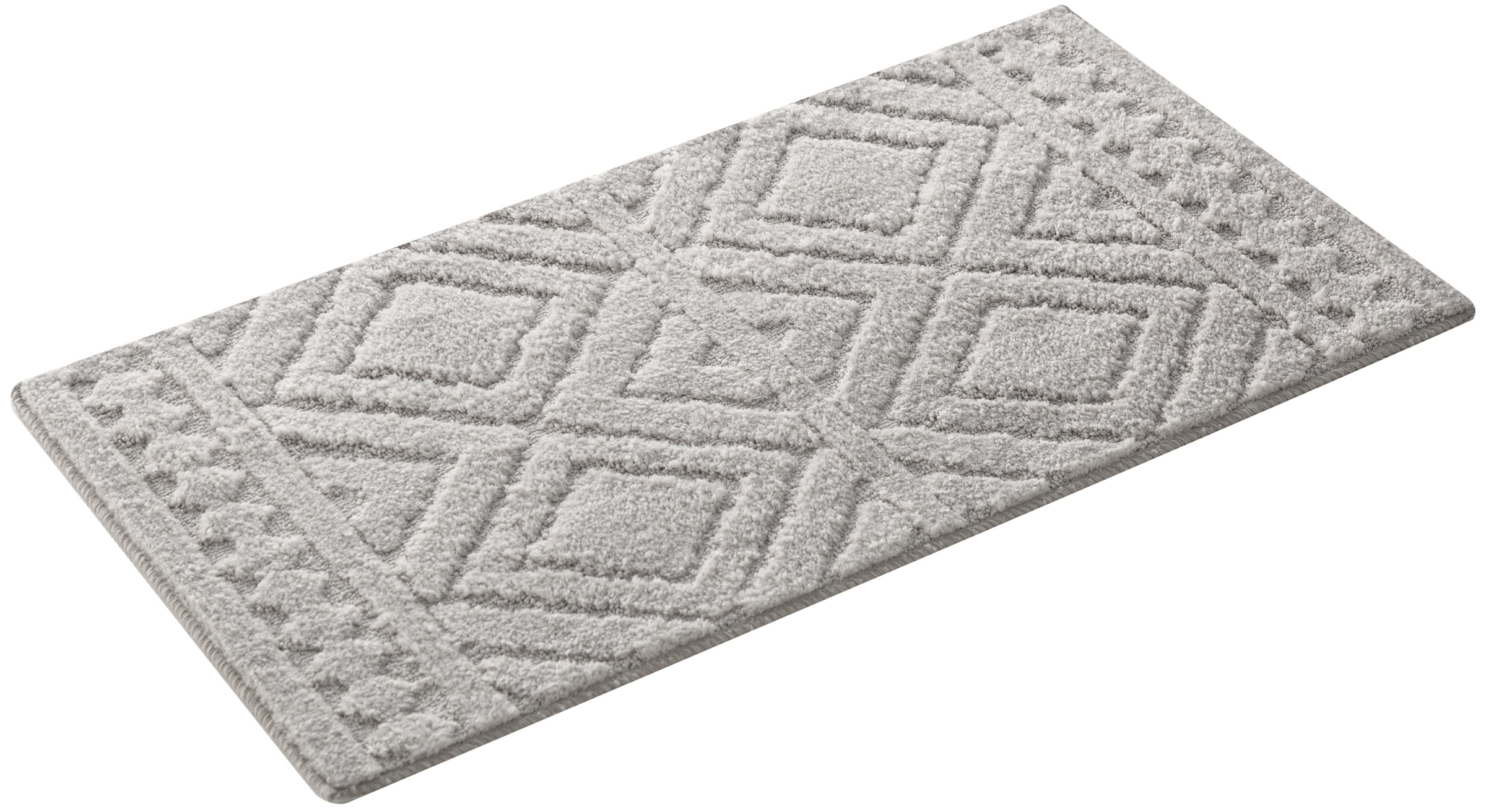my home Badematte »Louvres, Badvorleger, Badezimmer Teppich, Duschvorleger«, schnell trocknend, Badteppich, Uni Farben, Hoch-Tief Effekt, Boho-Style