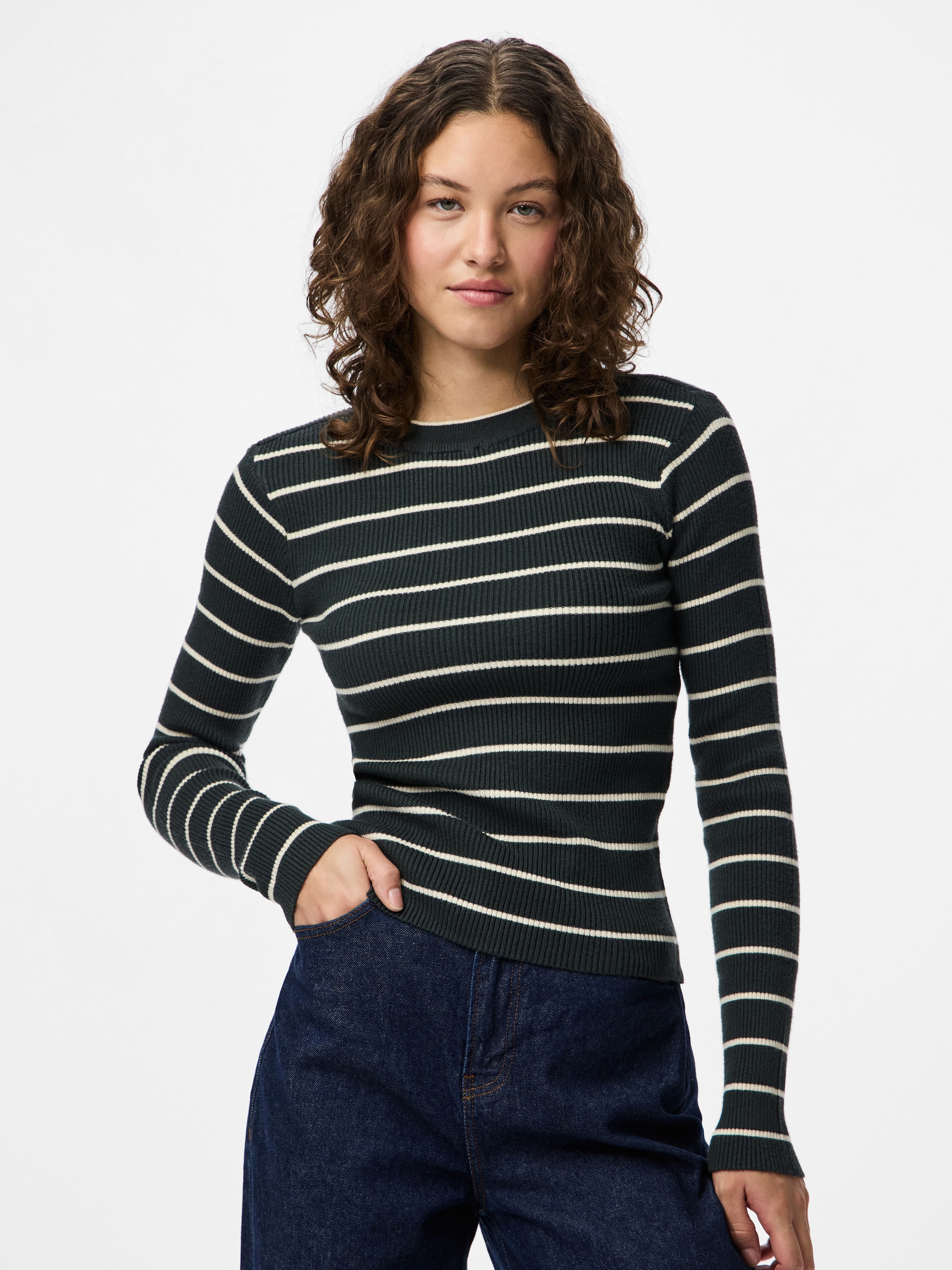 pieces Rundhalspullover "PCMIRA NEW LS O-NECK KNIT NOOS BC" Viskosemischung günstig online kaufen