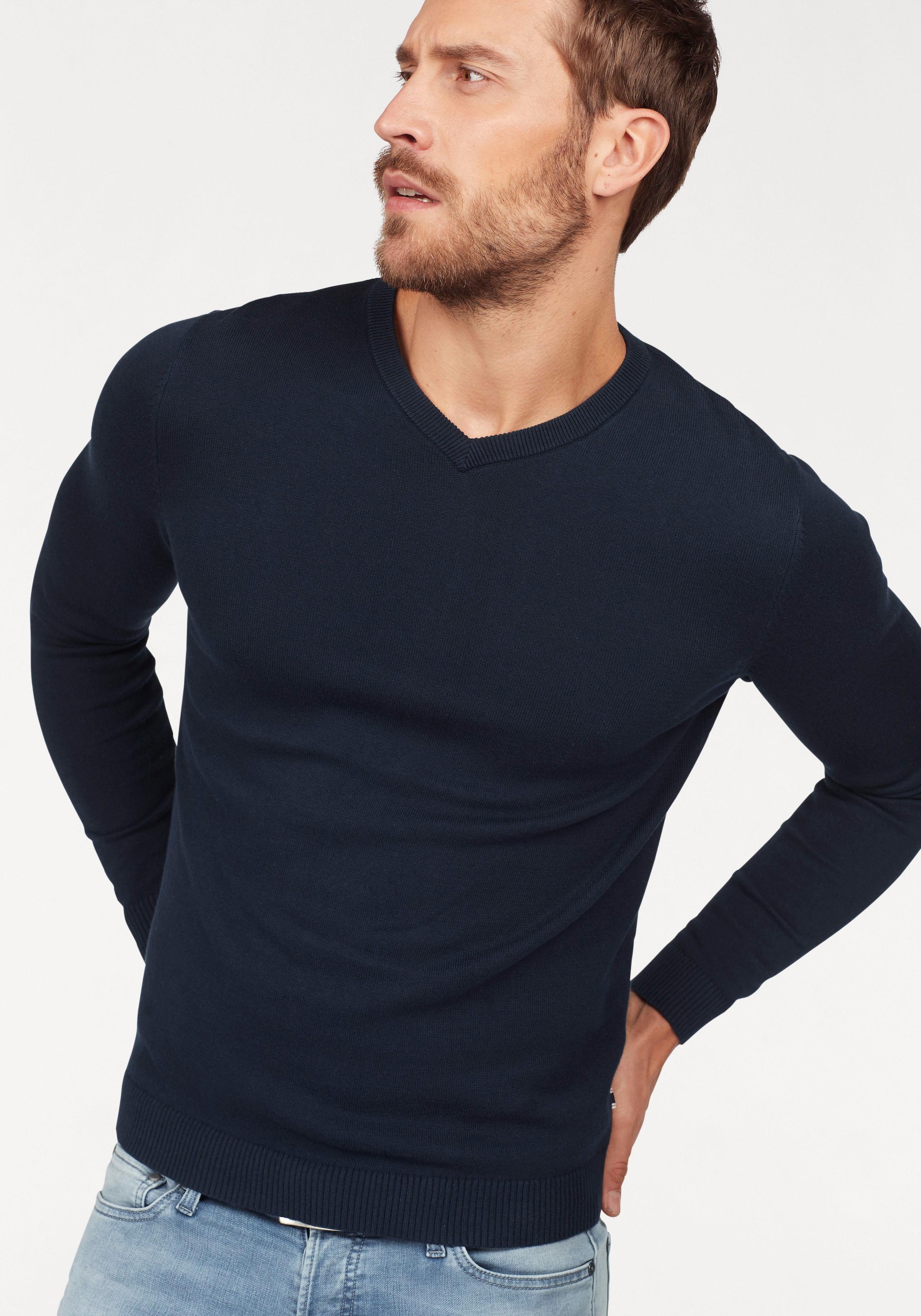 Jack & Jones V-Ausschnitt-Pullover »JJEBASIC KNIT V-NECK«