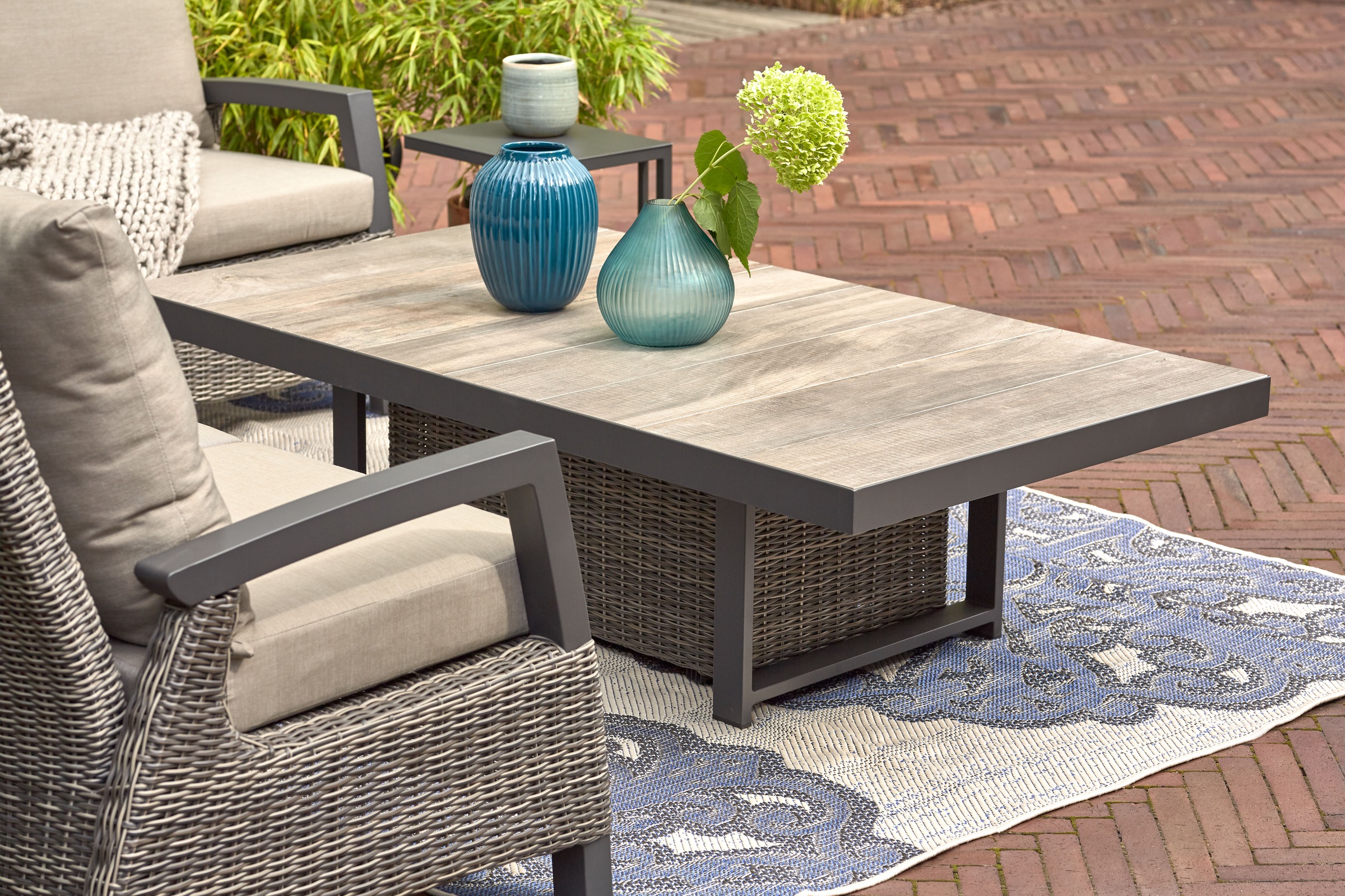 Siena Garden Gartentisch »CORIDO Lift-Tisch 130x75cm charcoal grey« Aluminiumgestell matt anthrazit, Tischplatte aus Keramik, washed grey