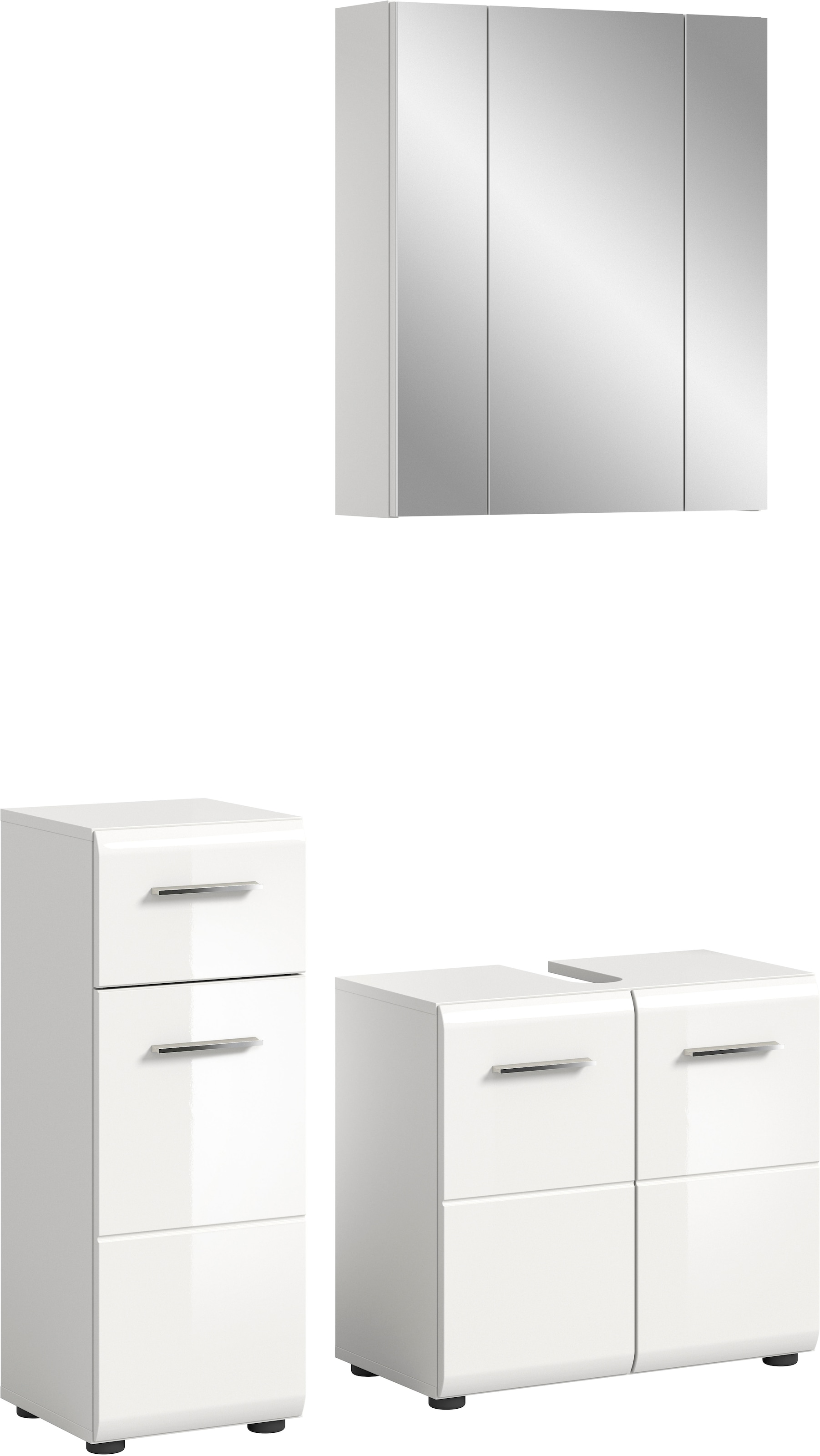 INOSIGN Badmöbel-Set »FLORENZ, TOPSELLER!, 3-teilige Badkombination, hochwertige MDF-Front«, (best. aus: 1 Unterschrank, 1 Waschbeckenunterschrank, 1 Spiegelschrank), Bad-Kombination, Bad-Möbel, Badezimmer, Kombination, Kombi