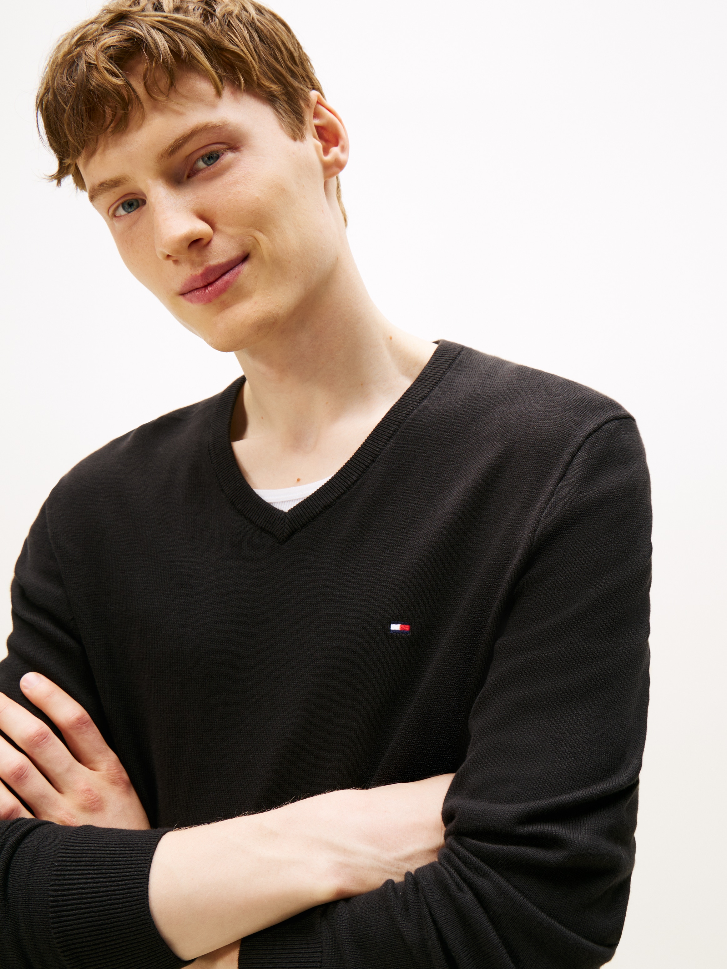 Tommy Hilfiger Strickpullover »ESSENTIAL COTTON V NECK«