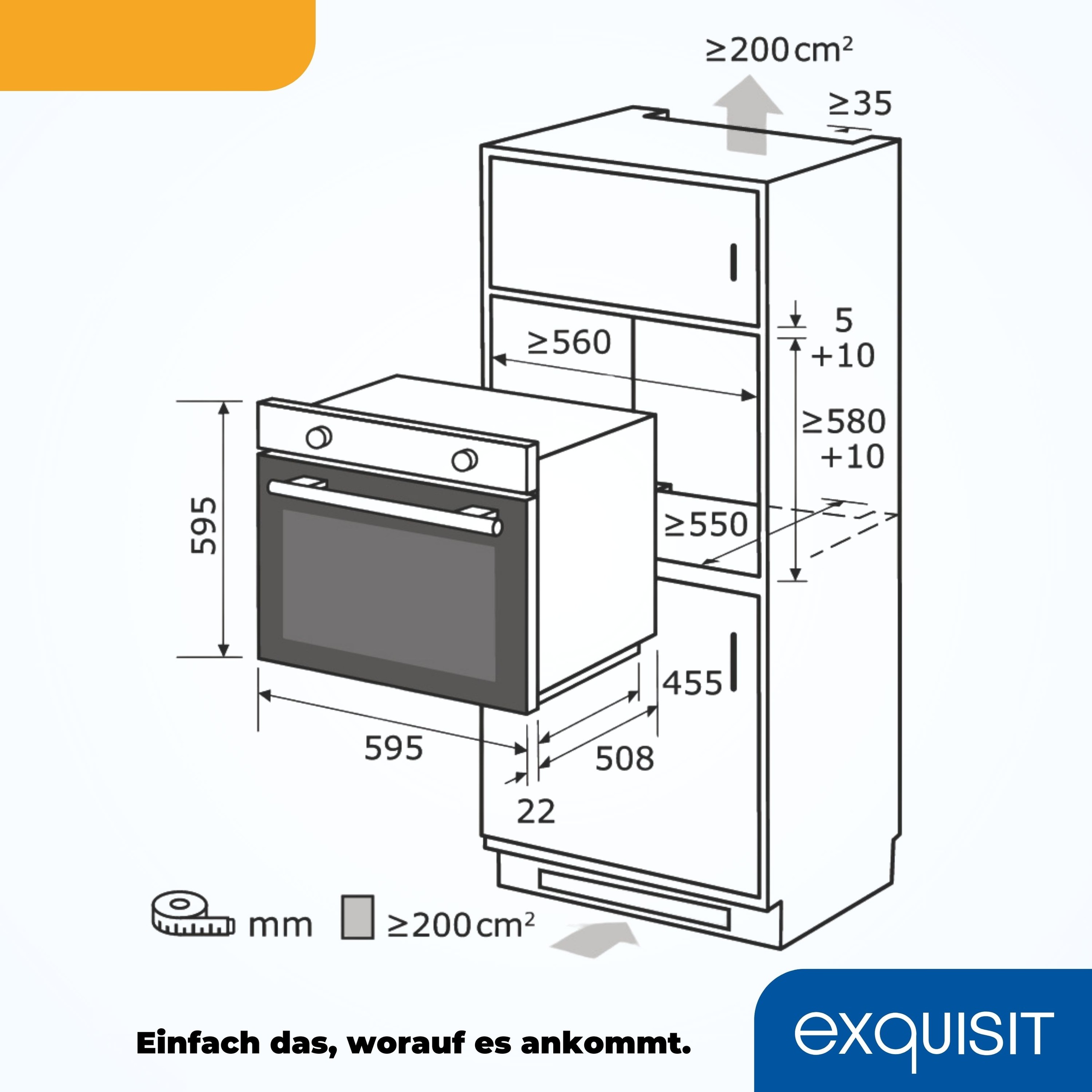 exquisit Einbaubackofen  »EBE278-U-020 schwarz«, mit Teleskopauszug nachrüstbar