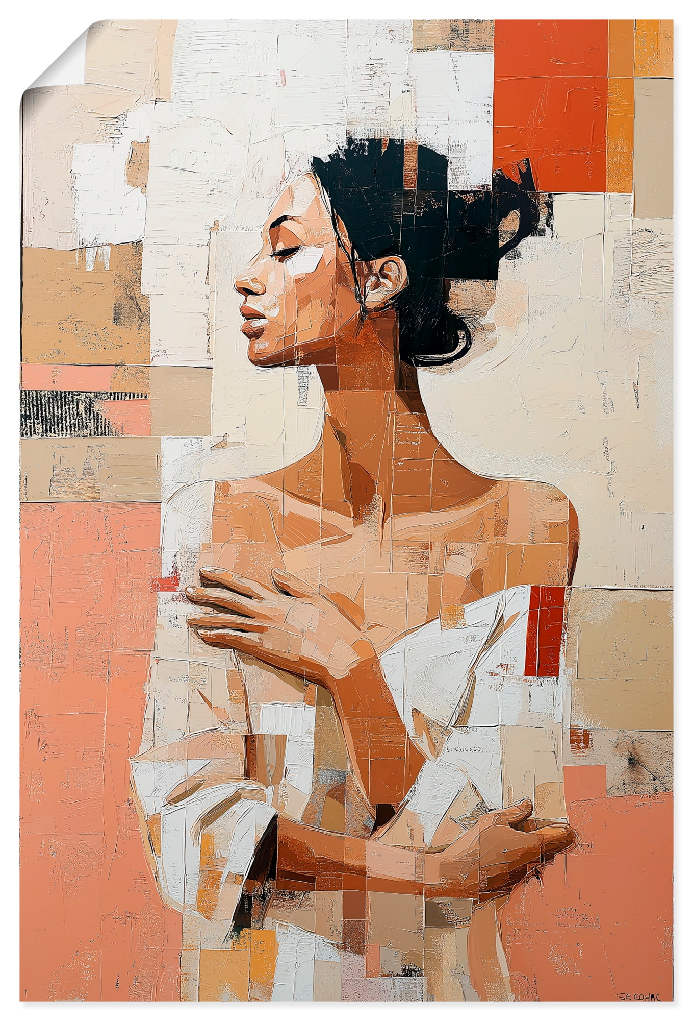 ARTLAND Frau im Fragment Poster Natural Colors 20x30cm