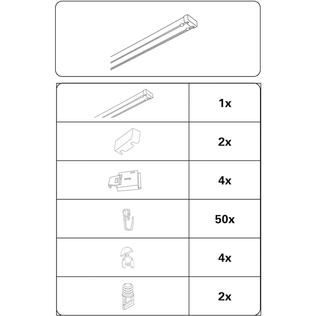 GARDINIA Vorhangschiene »Aluminium-Vorhangschienen Set 2-Lauf«, 2 läufig-läufig, Fixmaß