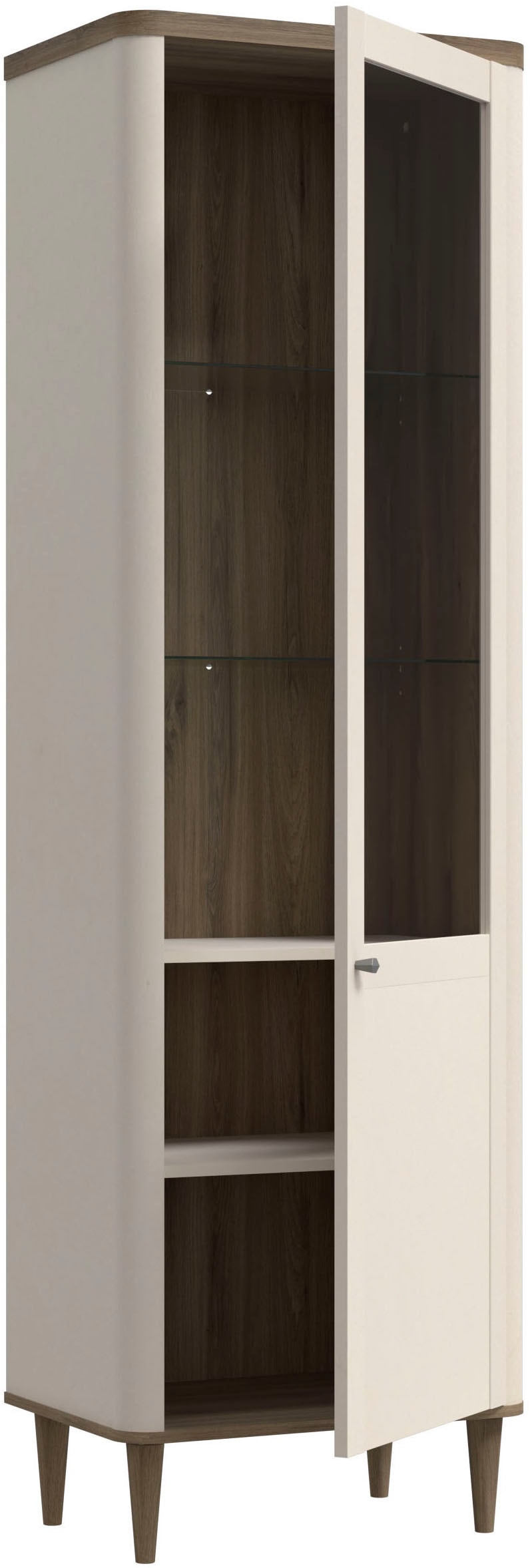 FORTE Vitrine, B/H/T 60,4/200,5/41,2 cm, Echtholzfüße