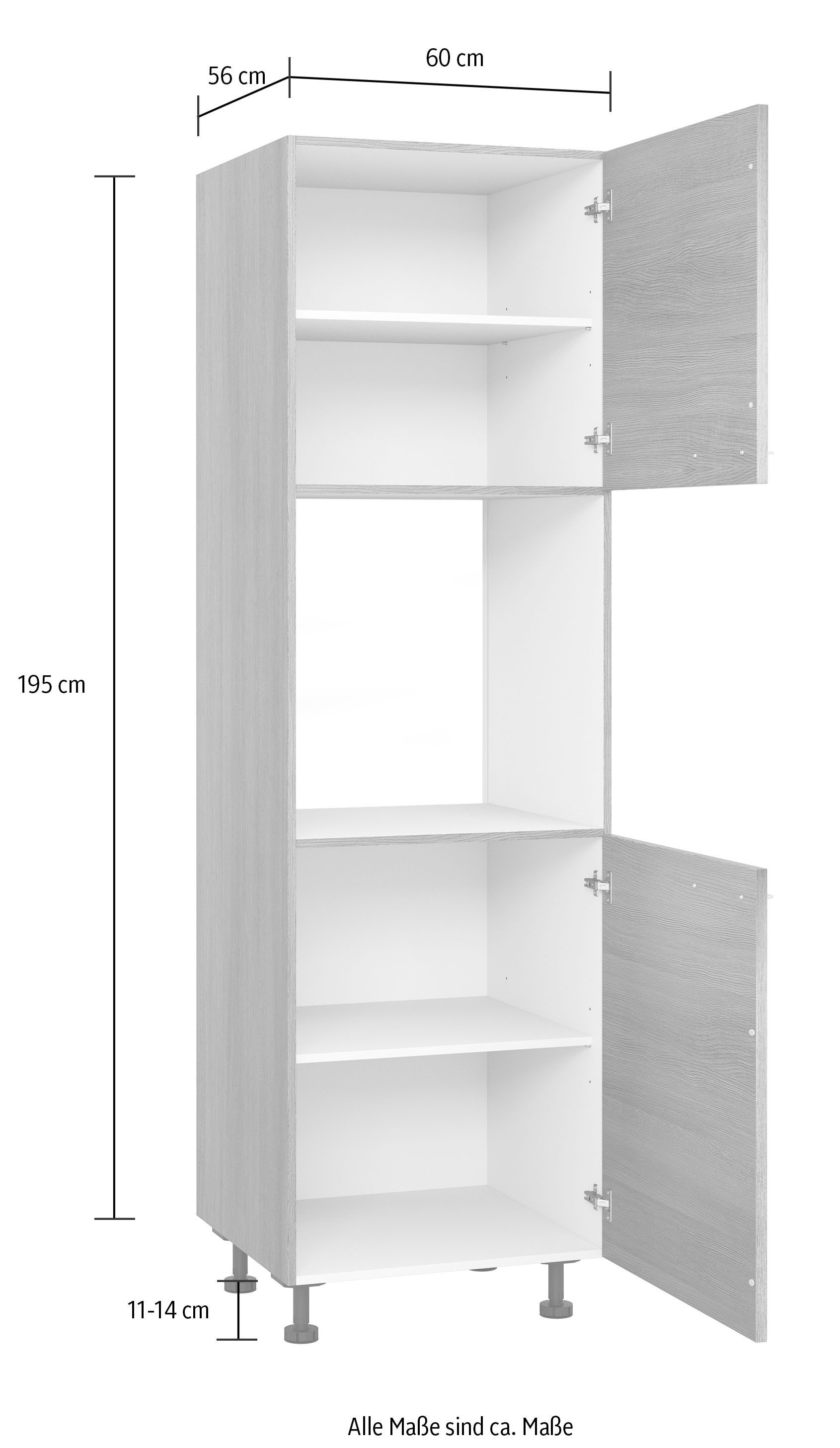 KOCHSTATION Backofenumbauschrank »KS-Trea SB-195-3«, mit zwei Türen und zwei Einlegeböden, Höhe 195 cm