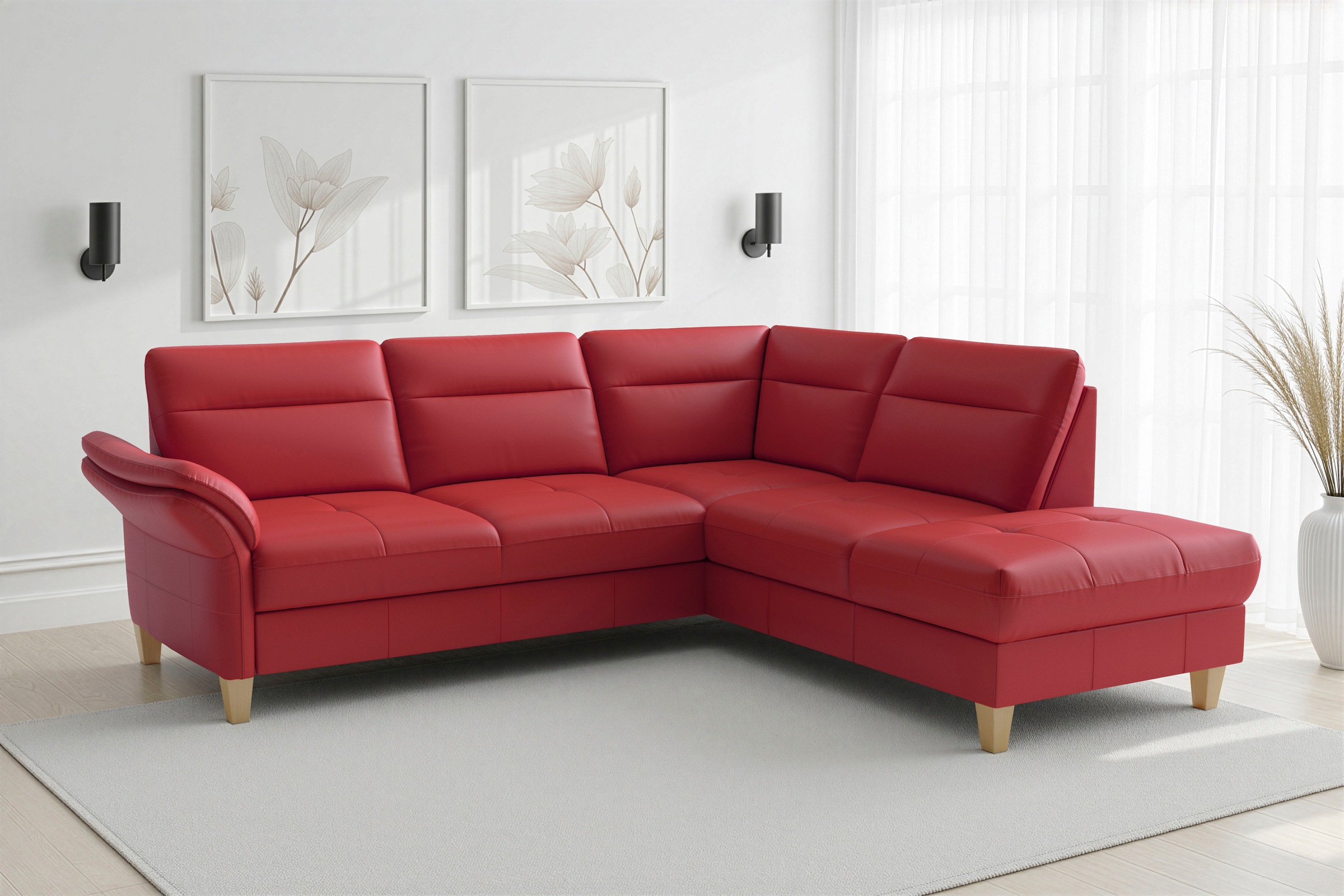 sit&more Ecksofa "Pamela L-Form, B: 218 cm, optional Schlaffunktion & Bettkasten, Leder" optional Armteilverstellung, Schlaffunktion & Bettkasten