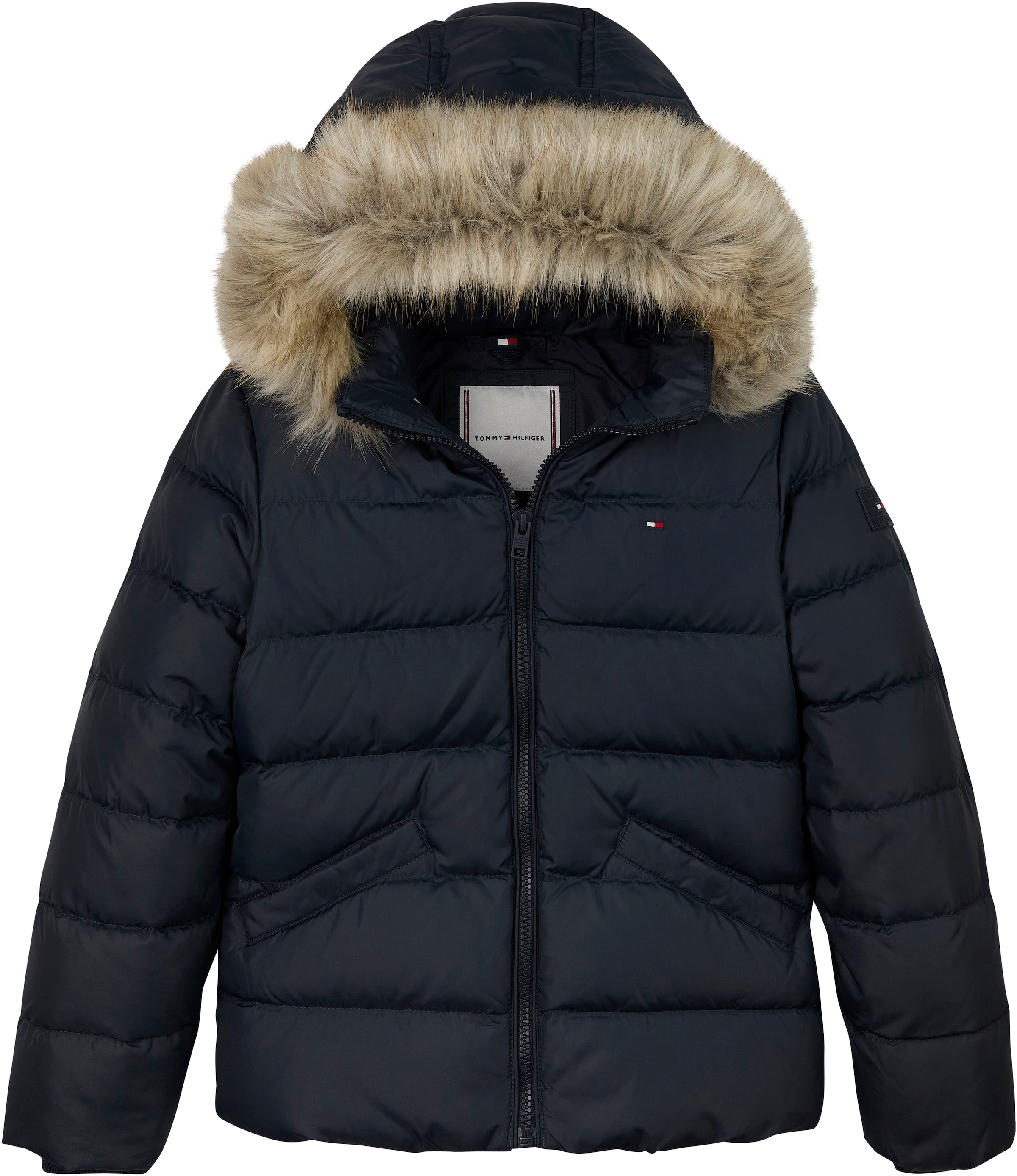 Tommy Hilfiger Steppjacke »ESSENTIAL FUR HOOD JACKET«, mit Kapuze, mit Fellimitat an der Kapuze