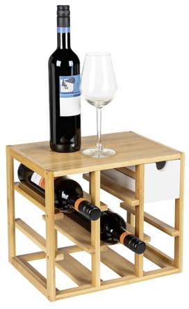 WENKO Weinflaschenhalter »Finja«, Bambus kombiniert mit MDF, mit Schublade  für 8 Flaschen, Scandic Style | BAUR