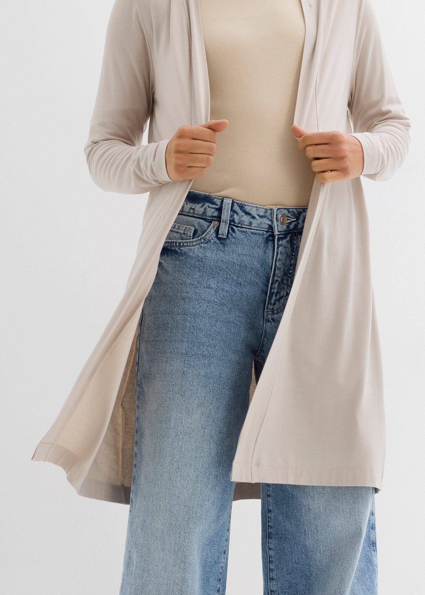 bonprix Shirtjacke gerade Passform, offene Schnittform ohne Verschluss