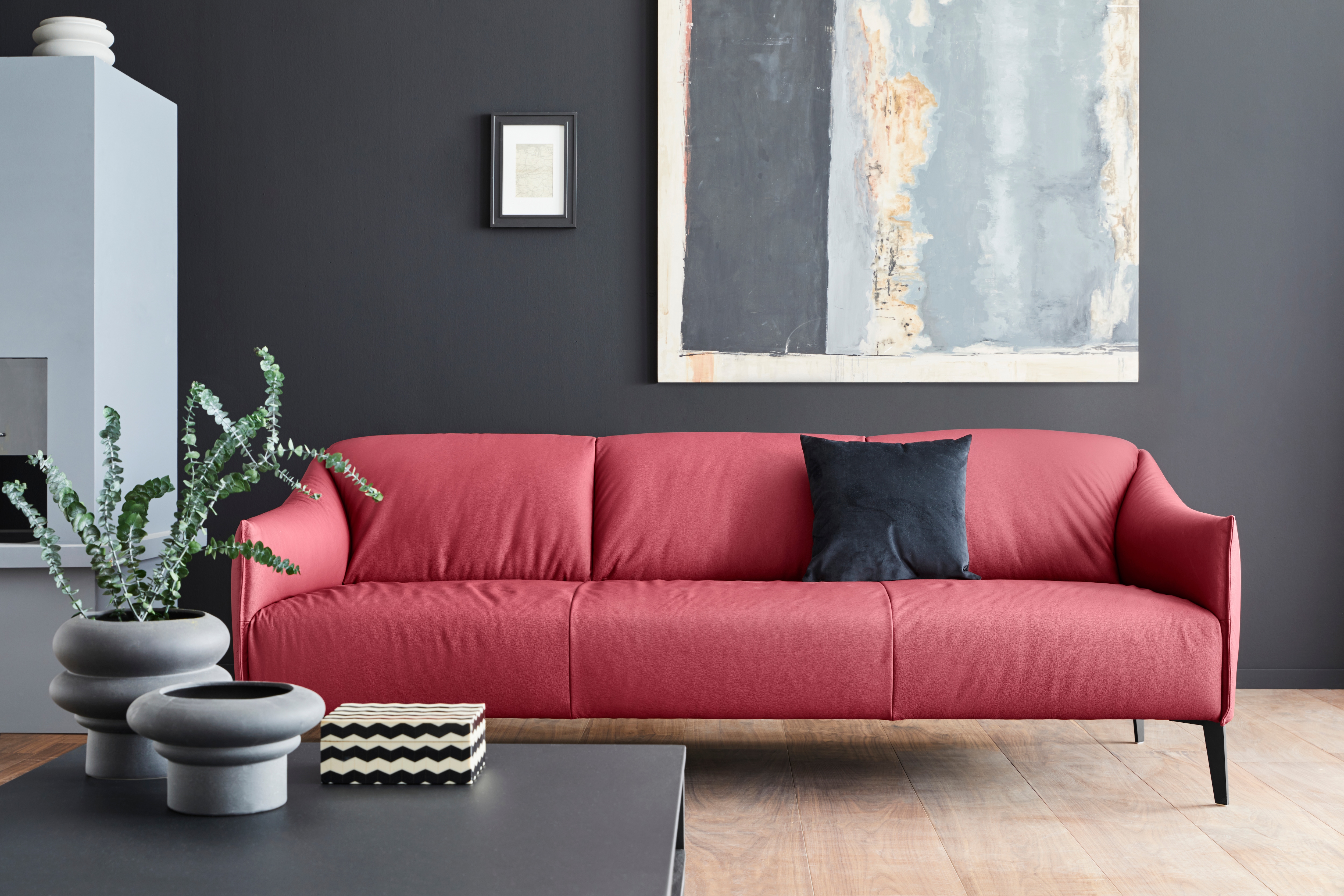 W.SCHILLIG 3-Sitzer "sally Design-Sofa, Loungesofa, bequem, schmale Armlehnen, Breite 224cm" mit Metall-Winkelfüßen in Schwarz pulverbeschichtet, Breite 224 cm