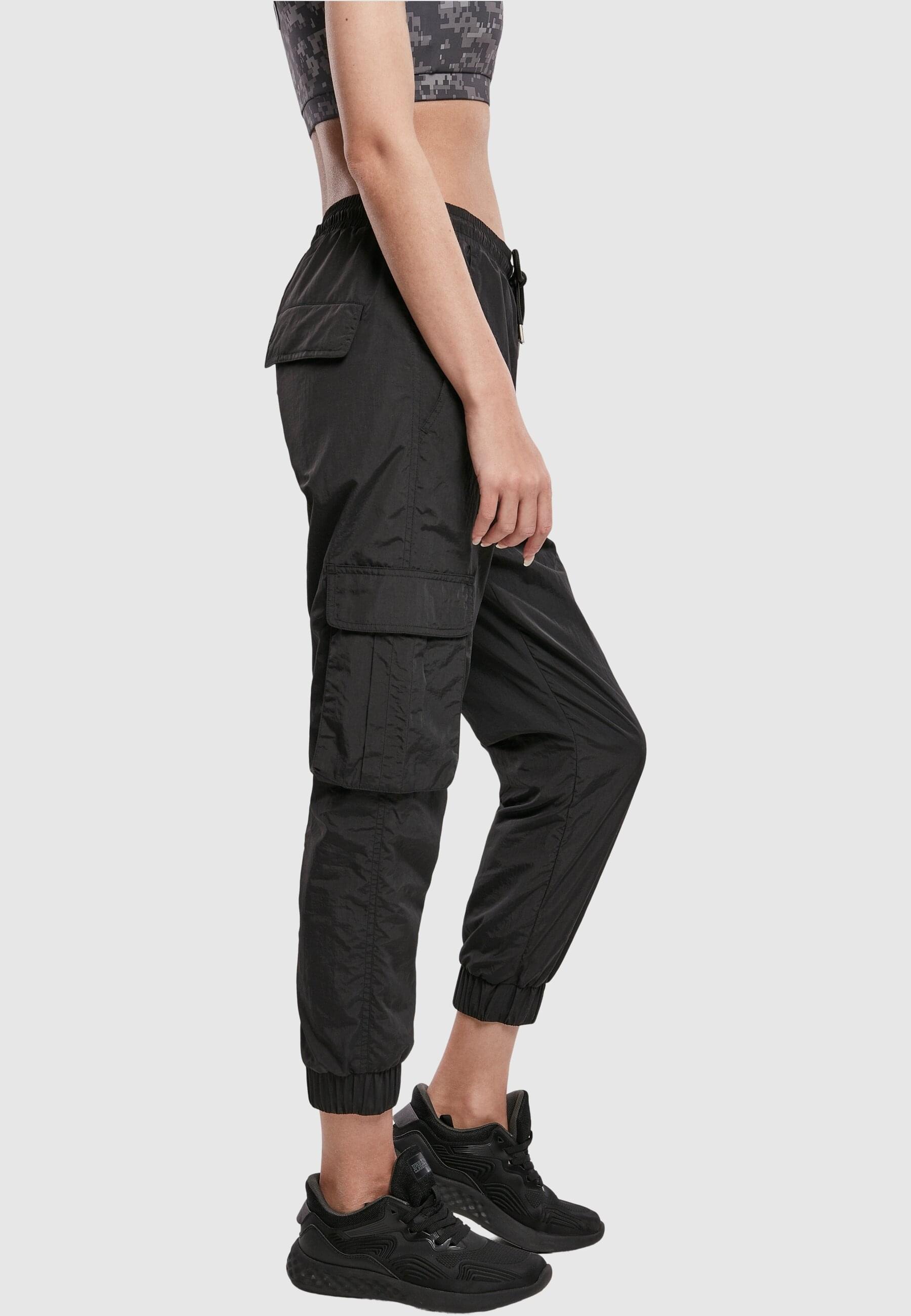 URBAN CLASSICS Cargohose »Urban Classics Damen Ladies High Waist Crinkle Nylon Cargo Pants«, (1 tlg.)