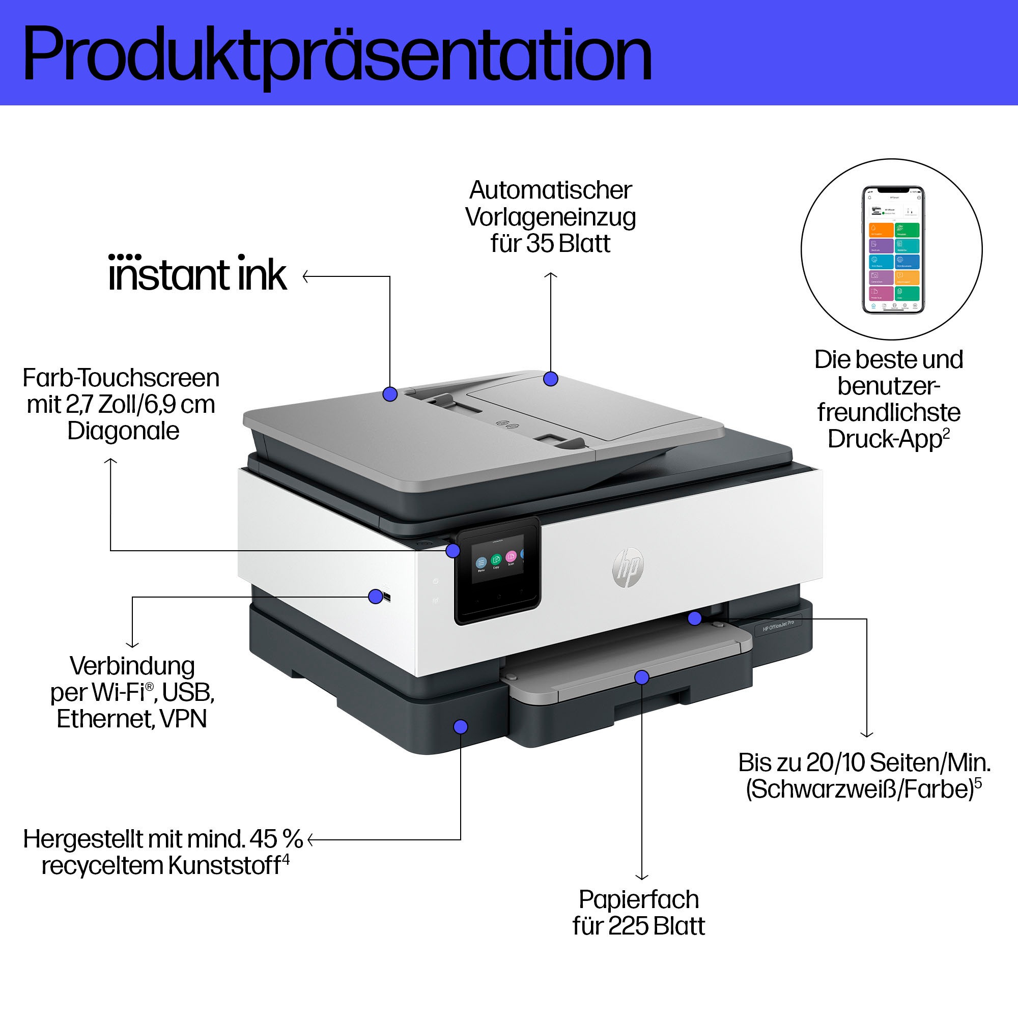 HP Multifunktionsdrucker »OfficeJet Pro 8132e« 3 Monate gratis* drucken mit Instant Ink