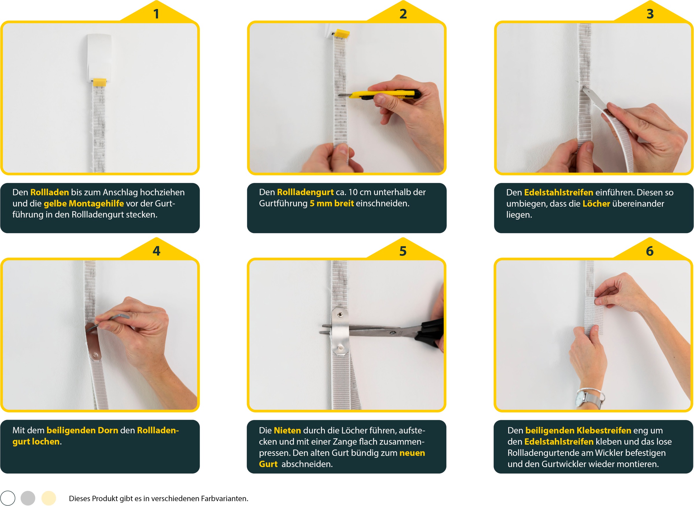 SCHELLENBERG Reparatur-Set »Rollladen Gurtfix für das Rollladensystem Maxi« Set, 1 Stk. tlg. für alte Gurtbänder in unterschiedlichen Farben, 23 mm x 4,3 m