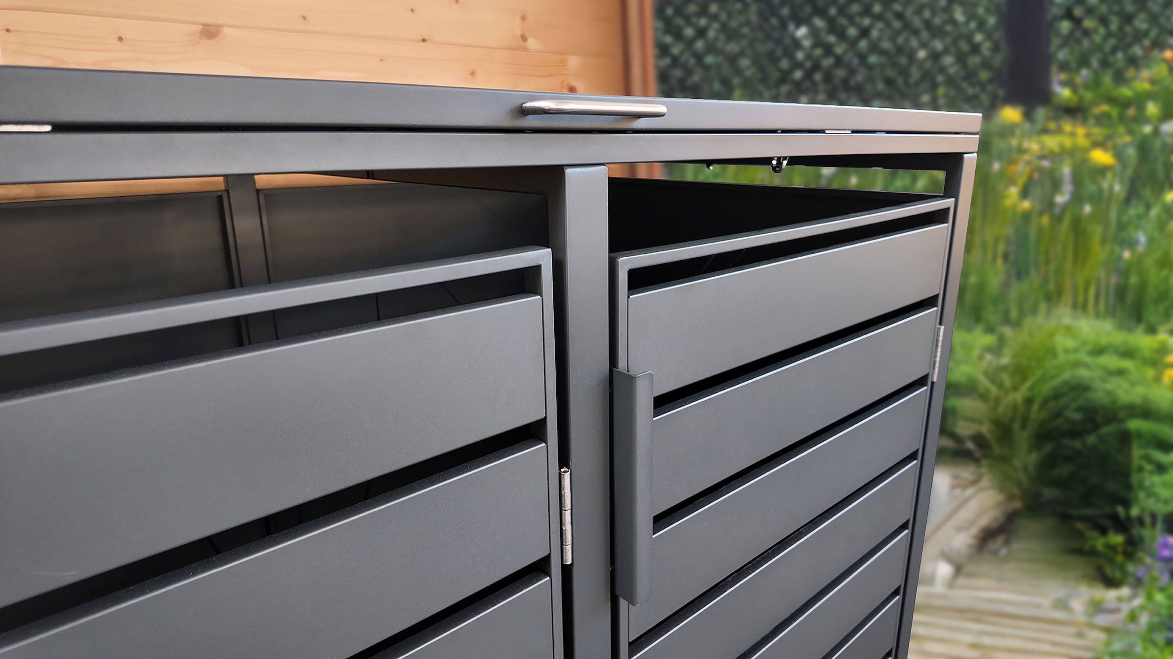 weka Mülltonnenbox »Gary« Metall pulverbeschichtet, für 4 Mülltonnen, BxTxH: 265x80x116 cm