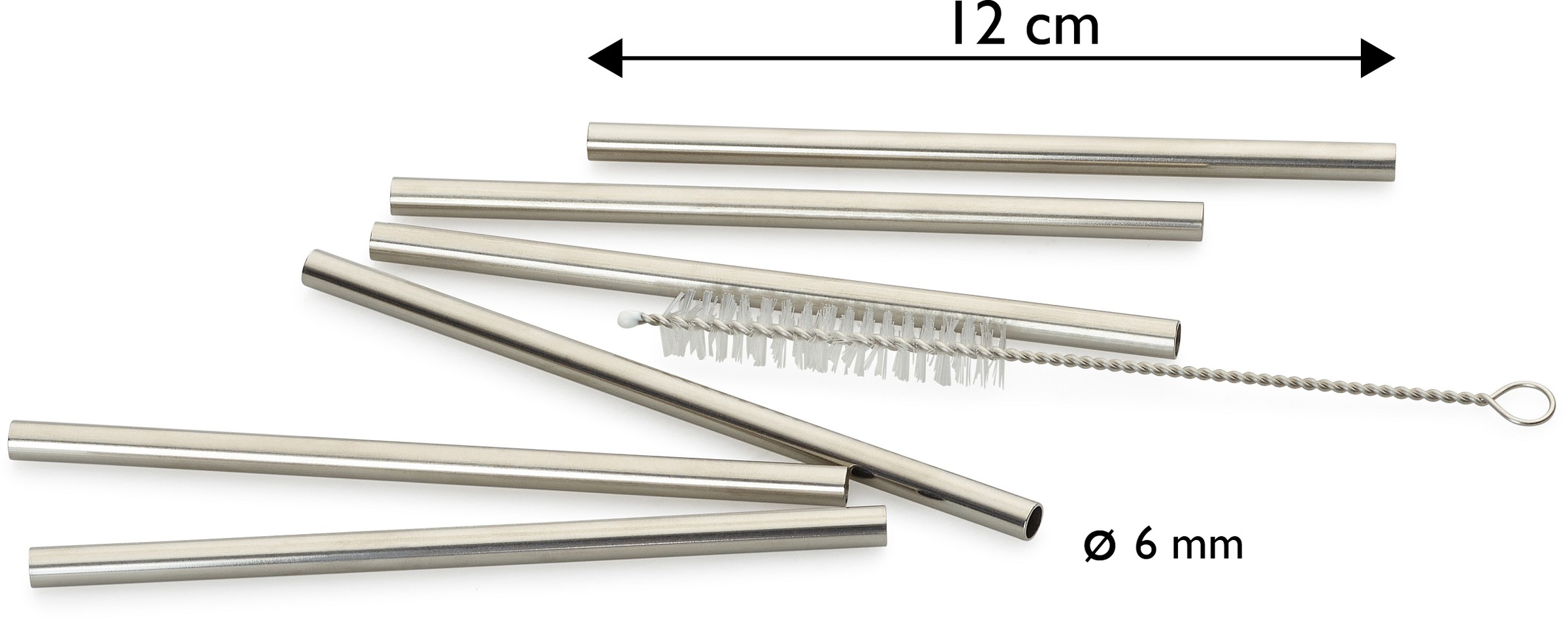 ECHTWERK Trinkhalme »Small«, (Set, 7 tlg.), aus Edelstahl inkl. Reinigungsbürste, (Trinkhalm: 12cm,Bürste: 13, cm)